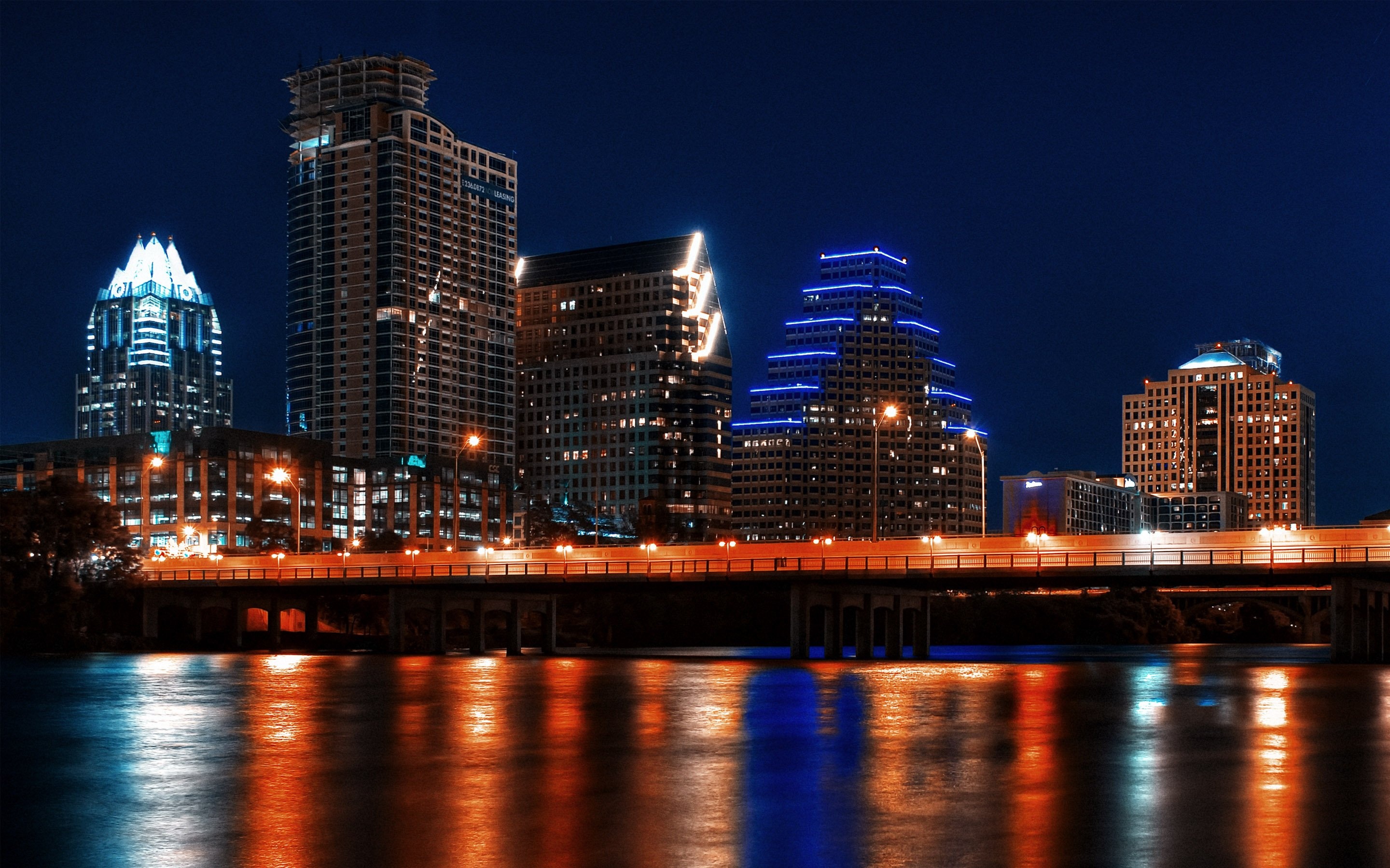 Night in Austin Texas, HD wallpapers, Urban nightlife, City lights, 2880x1800 HD Desktop