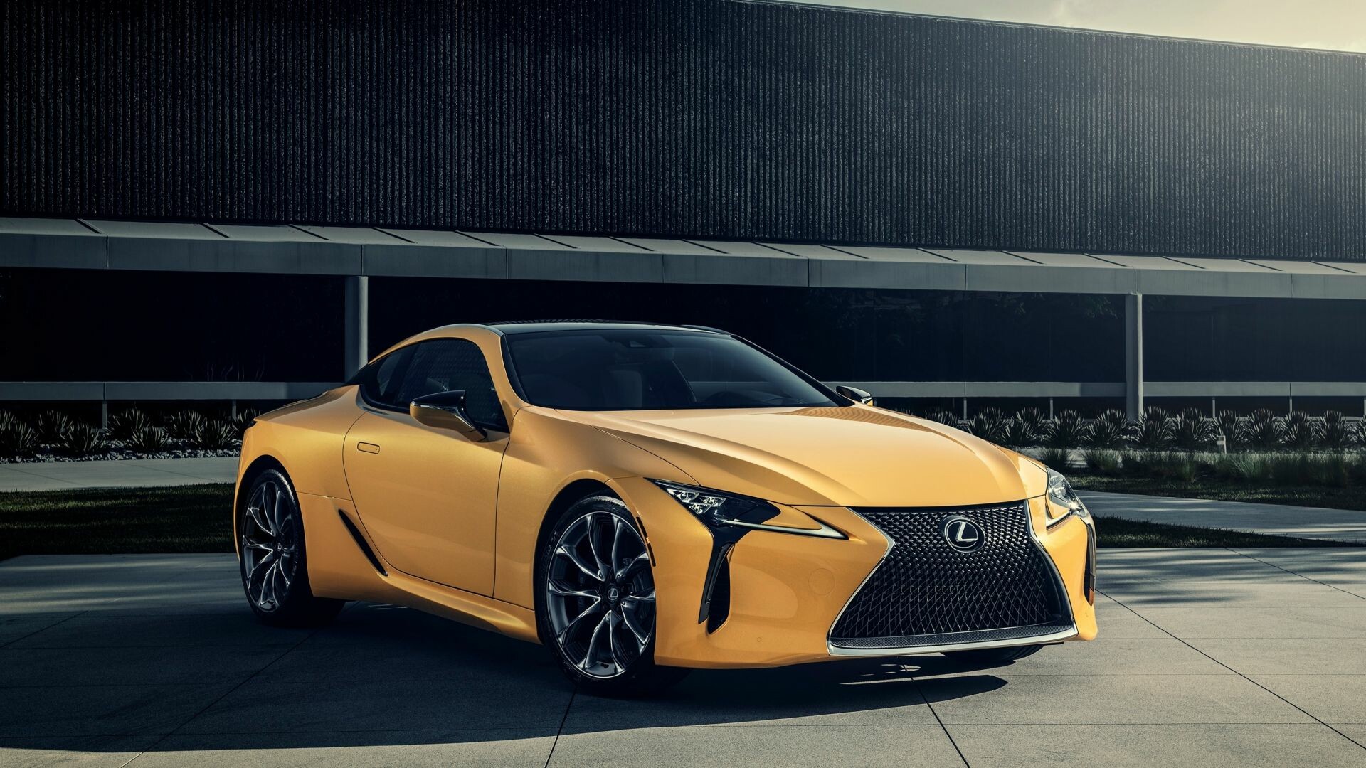 Lexus LC 500, Yellow luxury sedan, HD image, Background, 1920x1080 Full HD Desktop