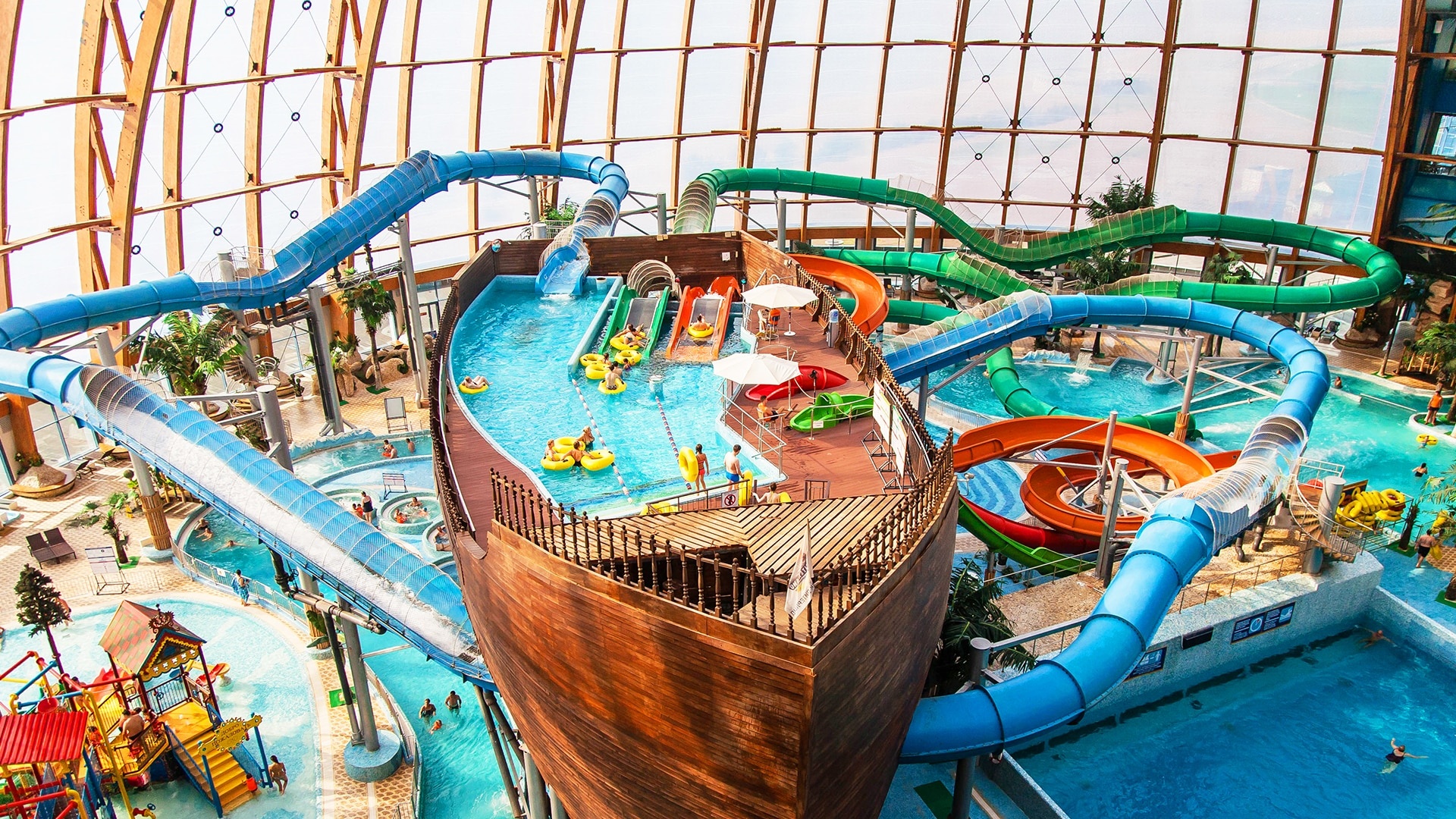 Piterland waterpark, Vector foiltec, Water adventures, Thrilling slides, 1920x1080 Full HD Desktop