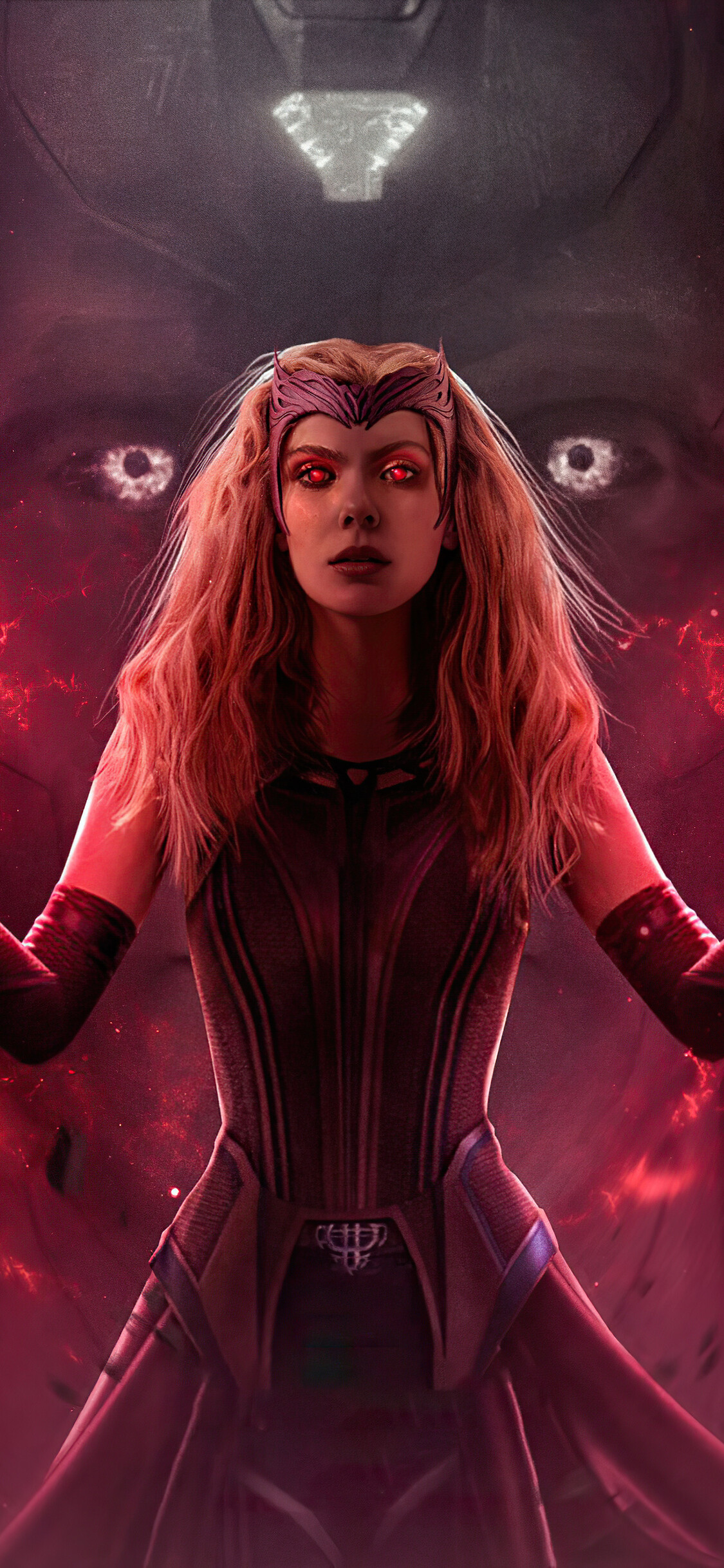 Scarlet Witch aka Wanda Vision, 4k HD wallpapers, iPhone background, Powerful sorceress, 1130x2440 HD Phone