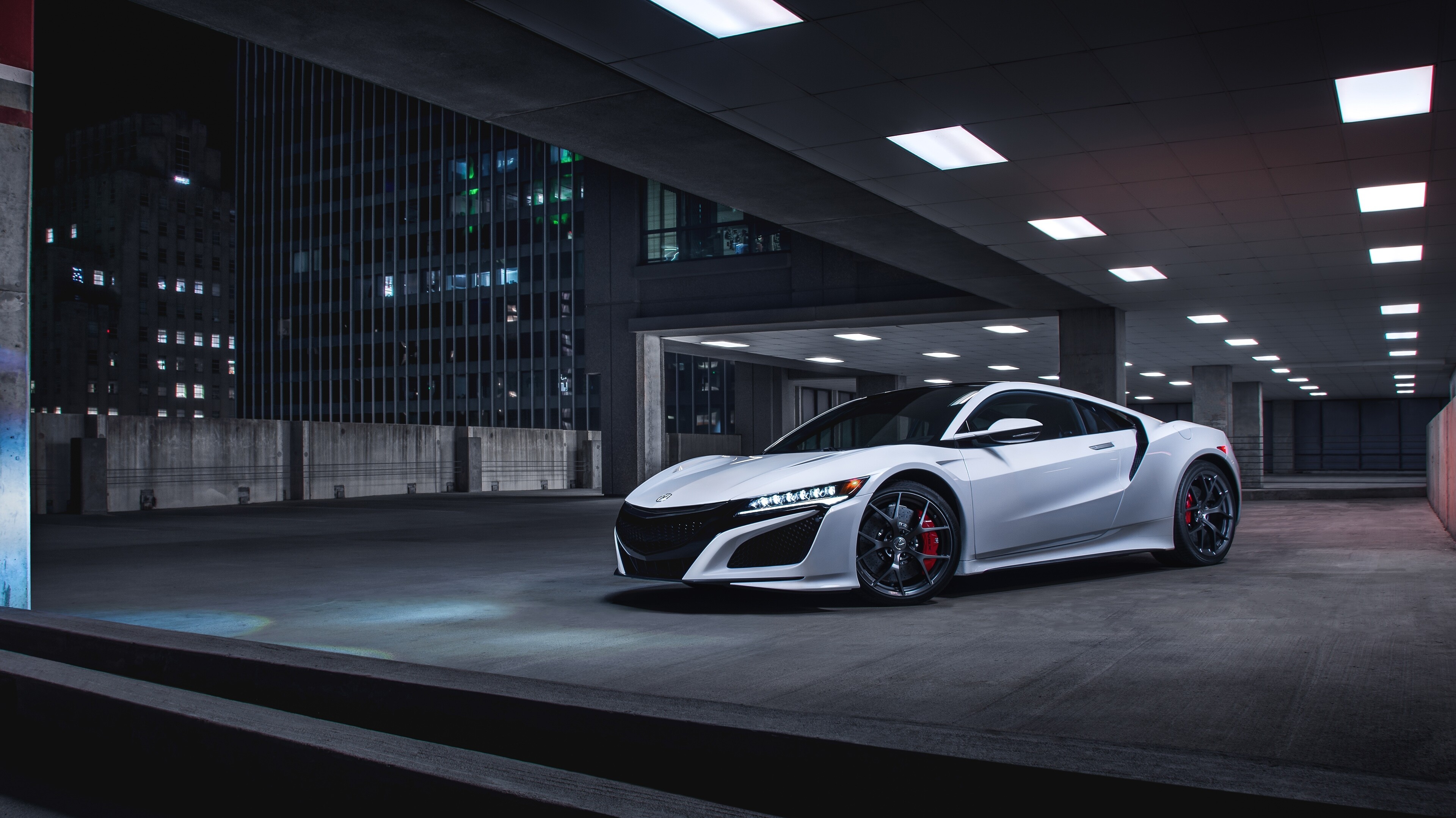 Acura NSX, White night view, 4K wallpaper, Automotive beauty, 3840x2160 4K Desktop