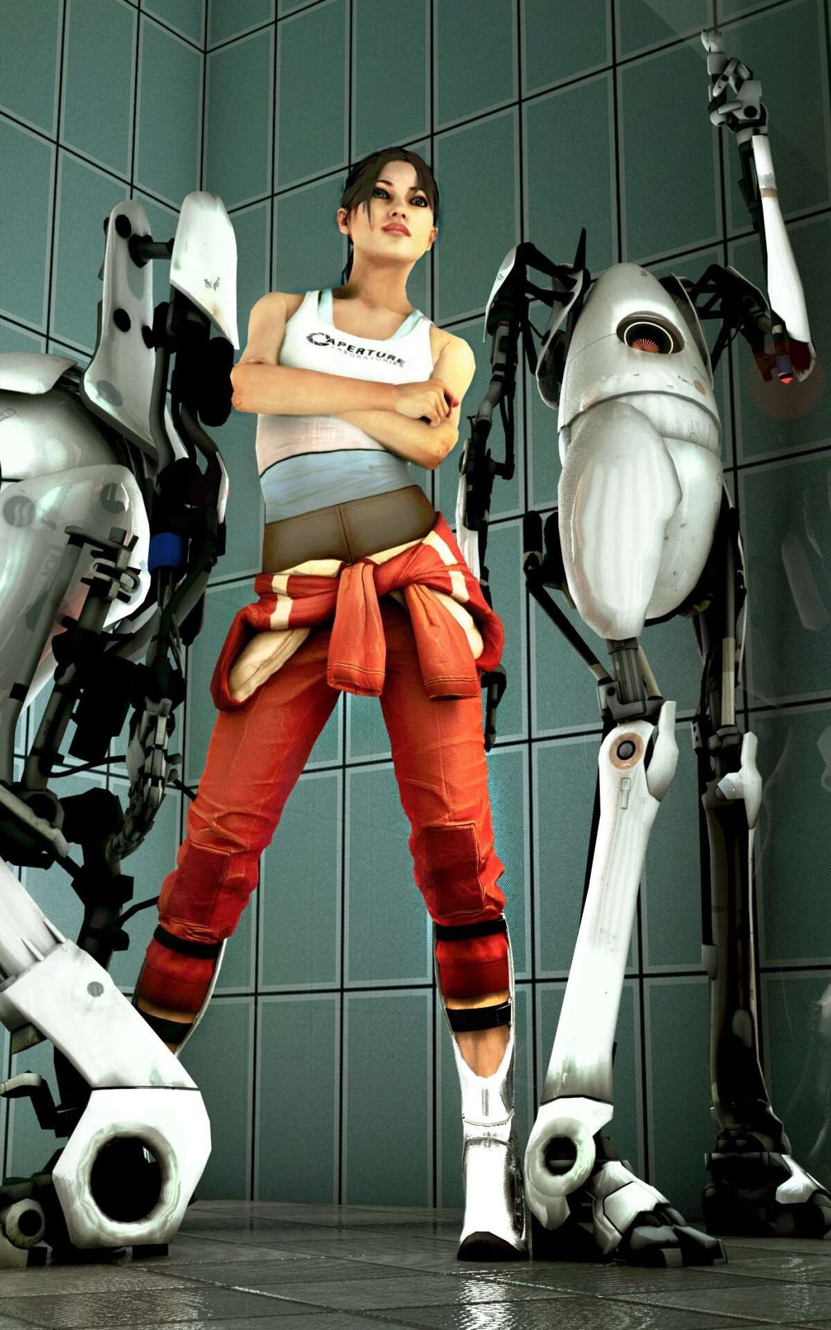 Portal 2, Robot games, Sci-fi brunette, Gaming wallpaper, 1200x1920 HD Phone