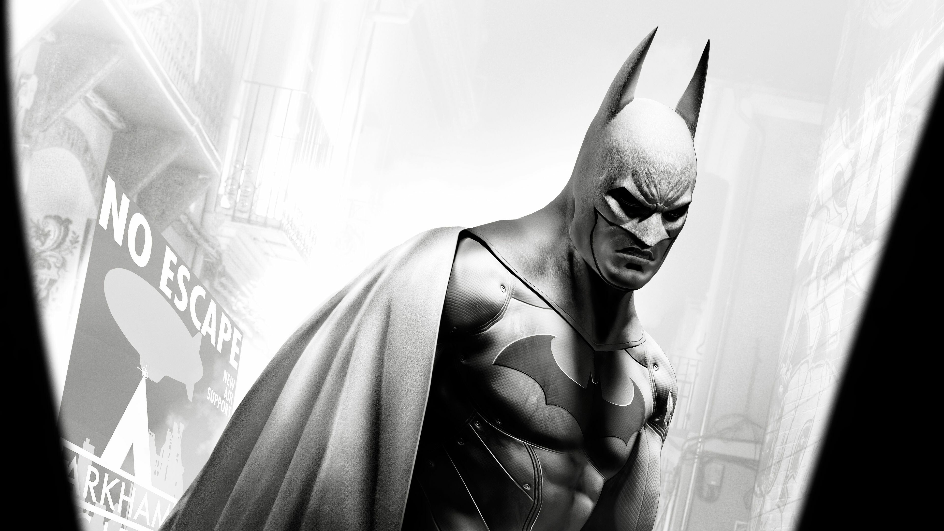 Batman, Arkham Knight, Superheroes, Monochrome, 3840x2160 4K Desktop