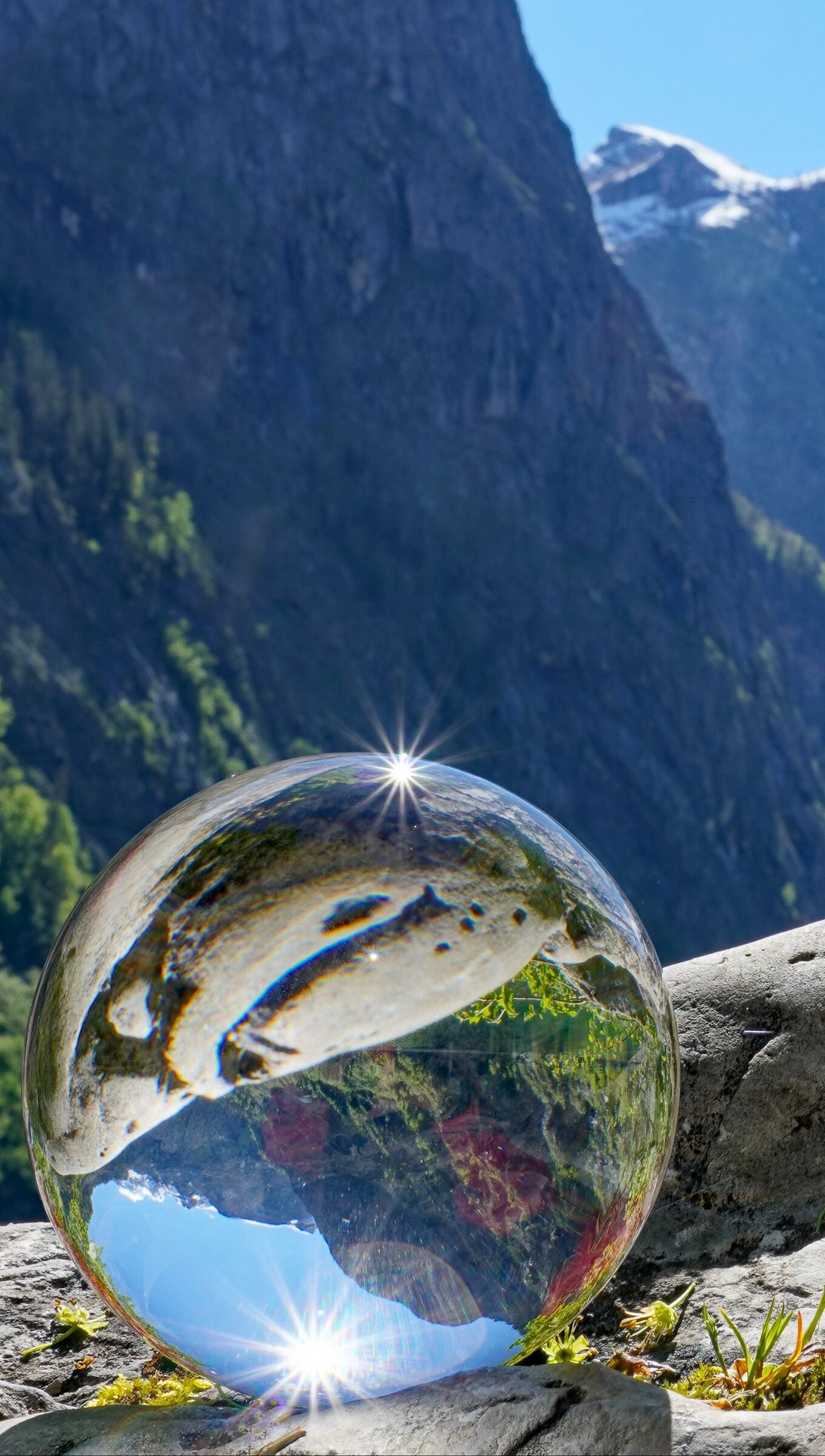 Glass (Other), Glass ball, Reflecting mountains, Ultra HD, 1360x2400 HD Phone