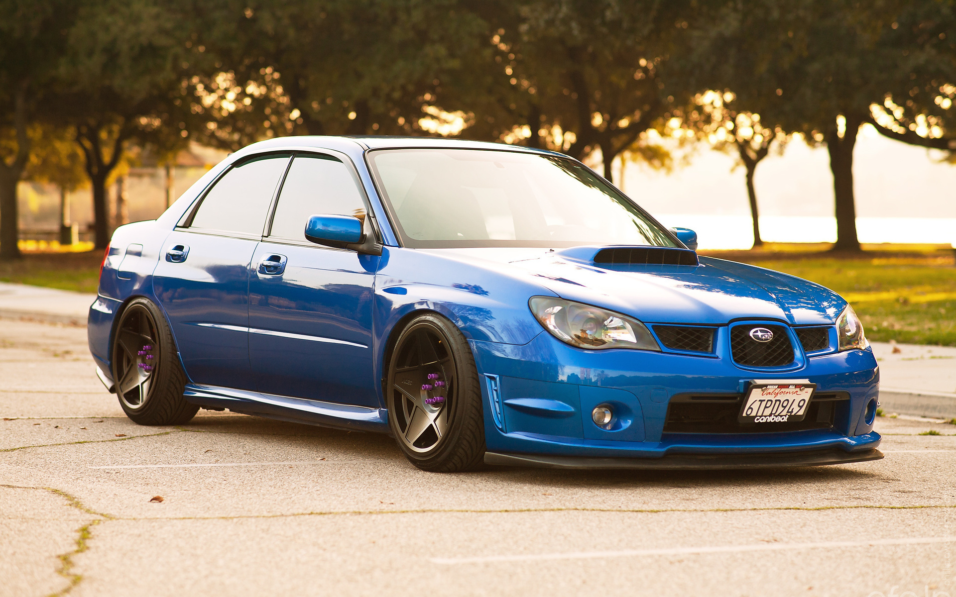 Subaru Impreza, Street stance, Blue tuning, Japanese cars, 1920x1200 HD Desktop