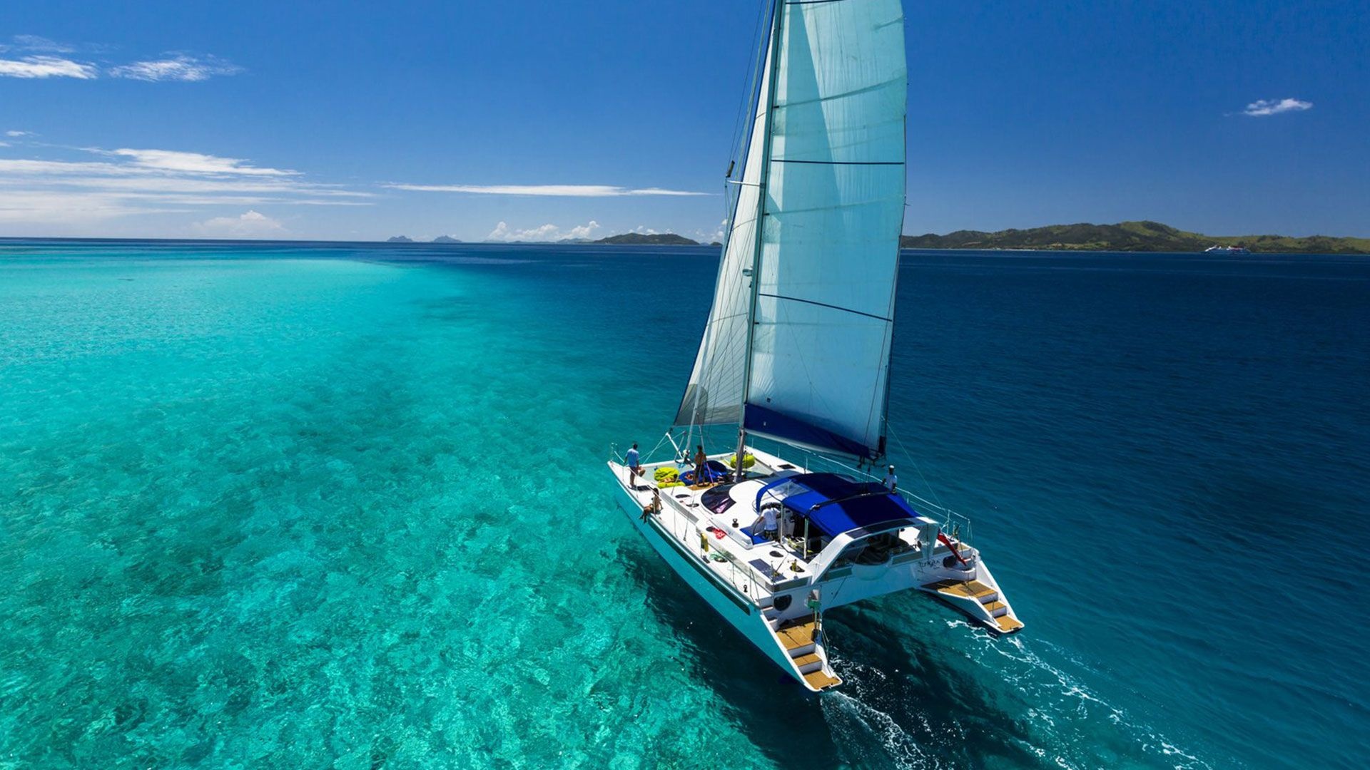 Catamaran wallpapers, Smooth sailing, Ocean exploration, Adventurous journey, 1920x1080 Full HD Desktop