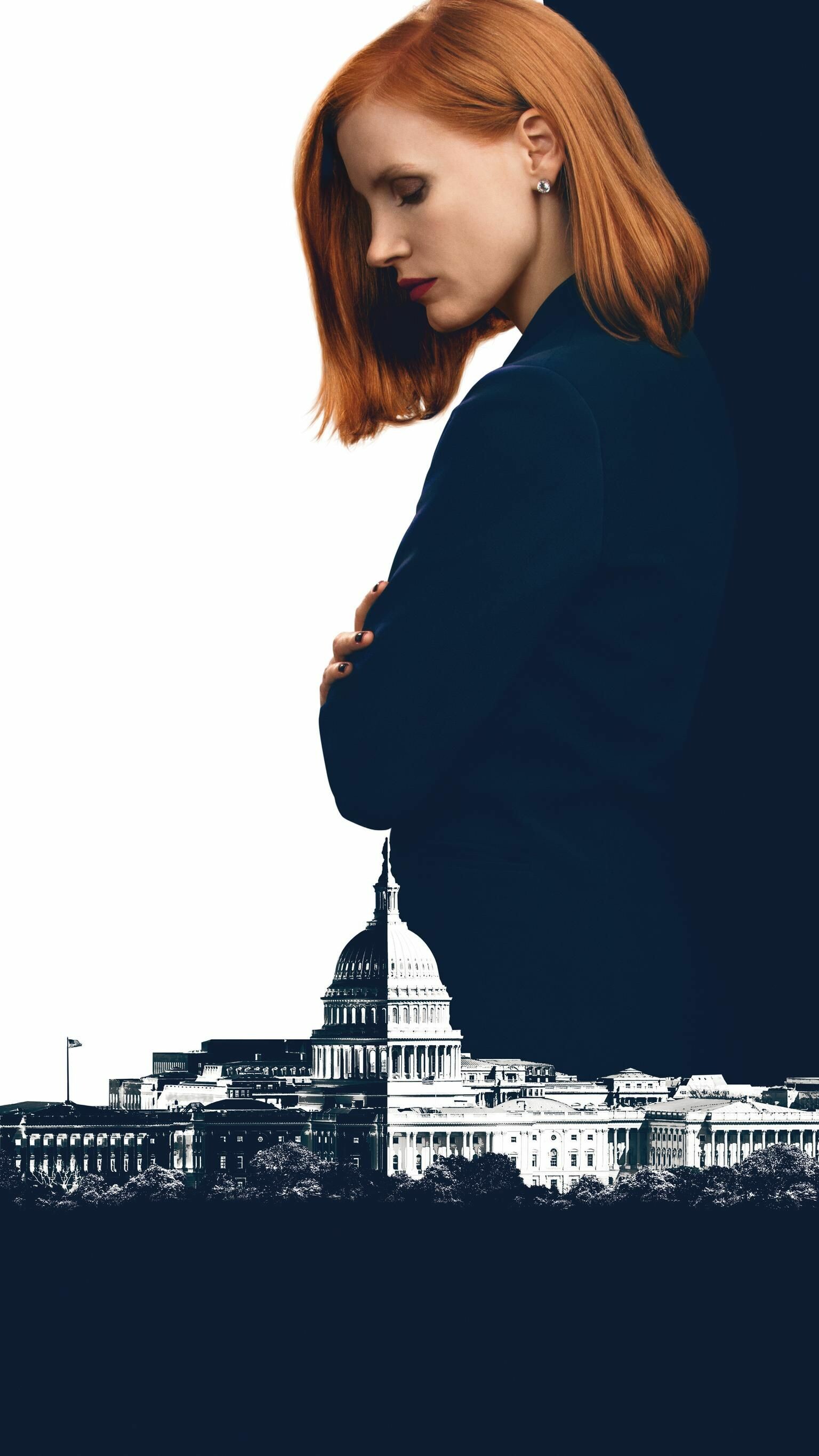 Miss Sloane movie, Jessica Chastain, Beautiful redhead, Stunning beauty, 1540x2740 HD Phone