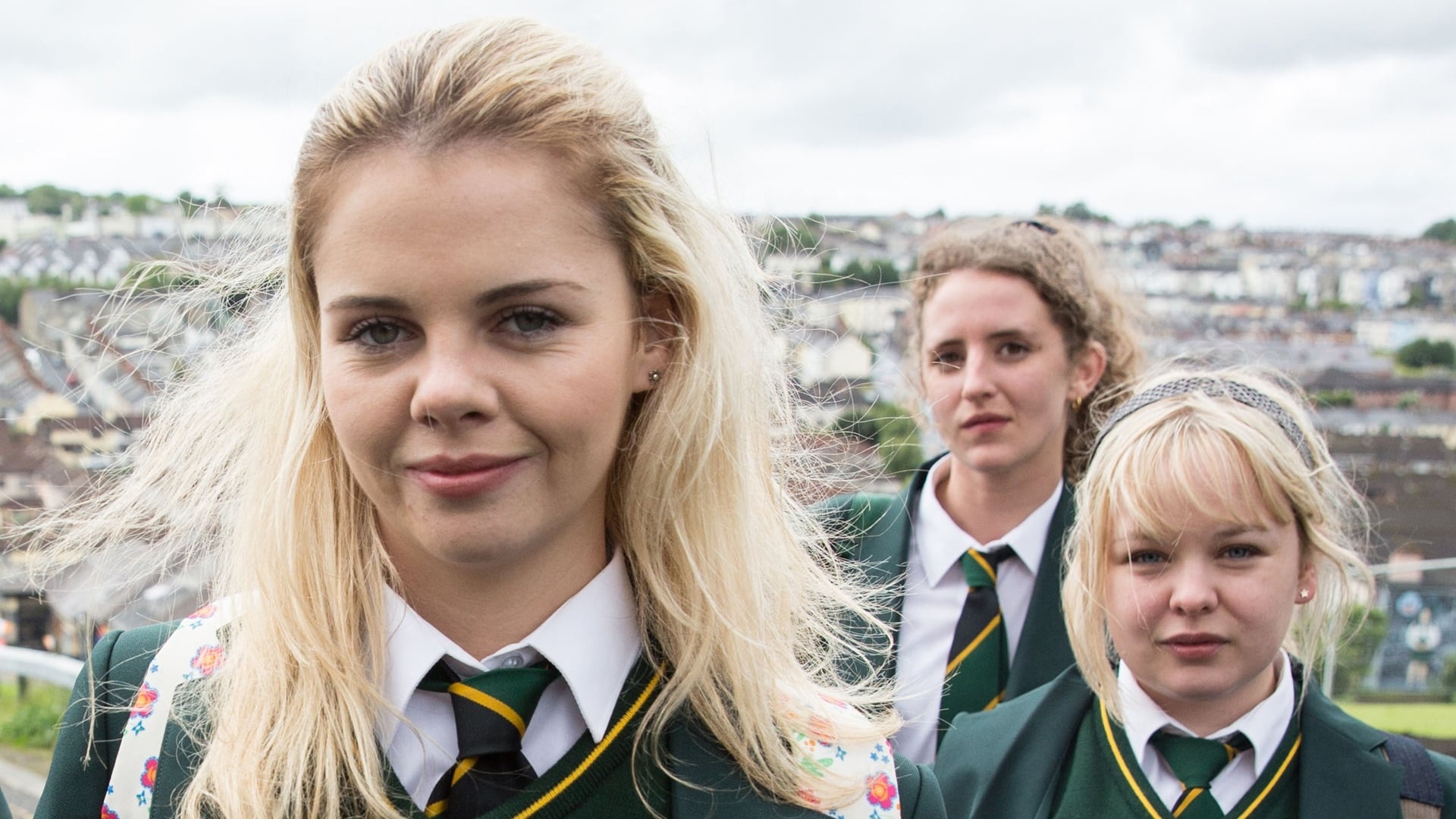 Derry Girls TV Series, Quirky backdrops, Timeless comedy, Irish charm, 1920x1080 Full HD Desktop