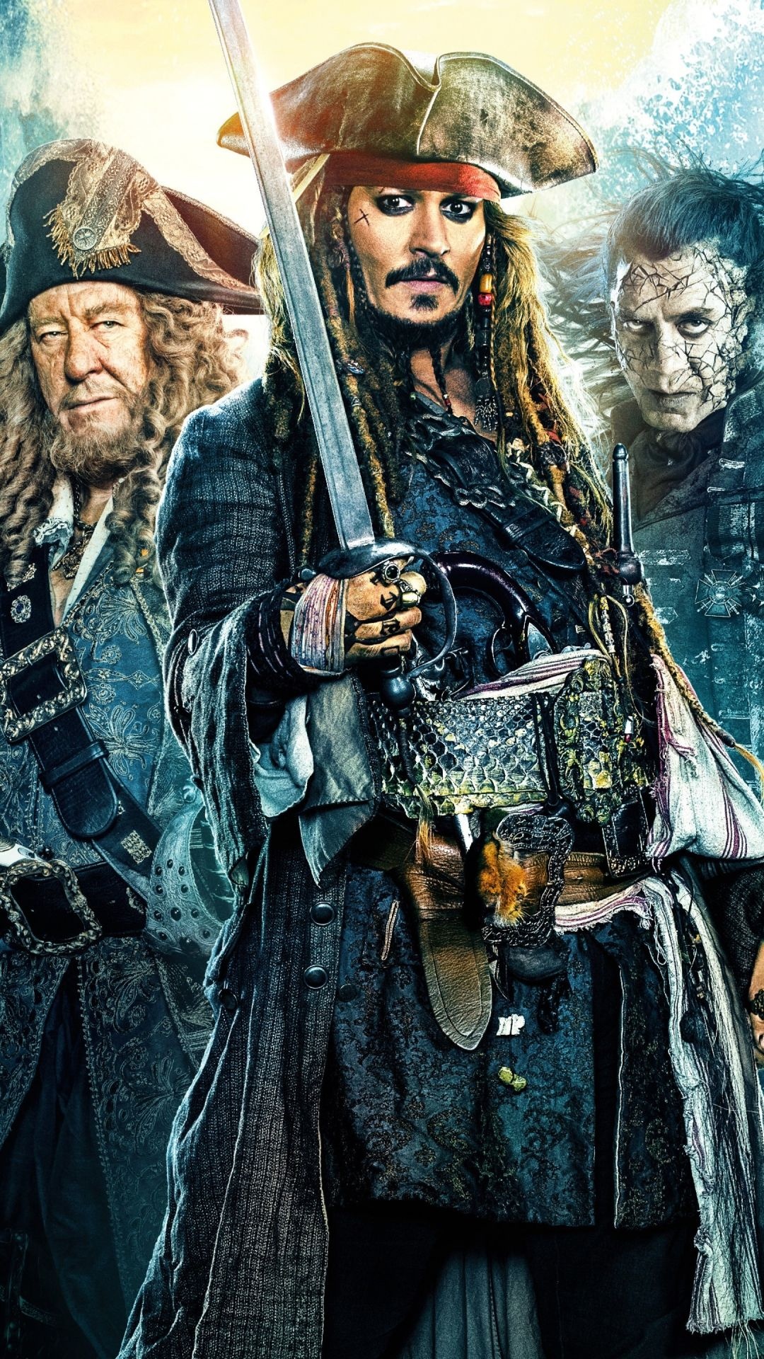 Captain Salazar, Hector Barbossa, Pirate queen, Legendary rivalry, 1080x1920 Full HD Phone