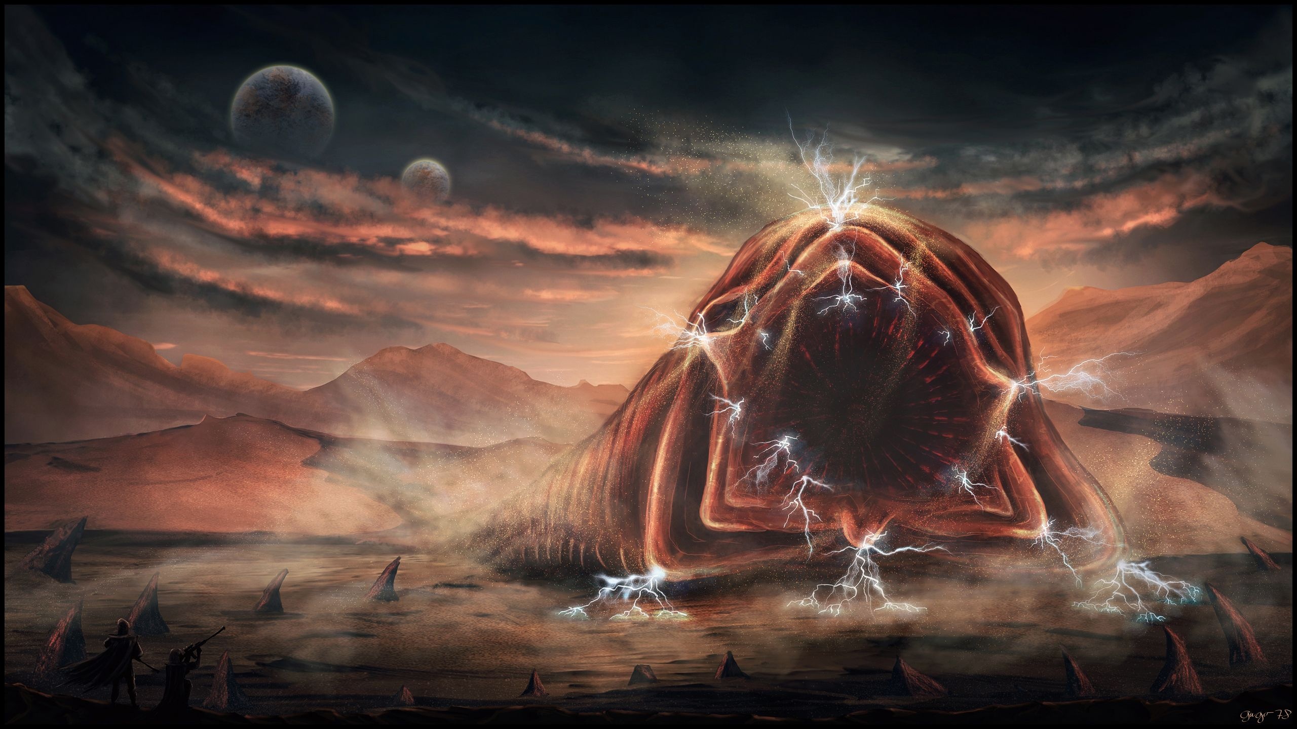 Artwork, Dune Worm Wallpaper, 2560x1440 HD Desktop