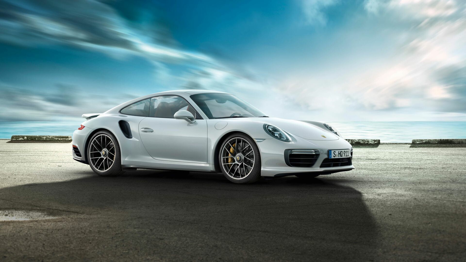 White Porsche 911 Turbo, Side view elegance, Impeccable design, Powerful performance, 1920x1080 Full HD Desktop