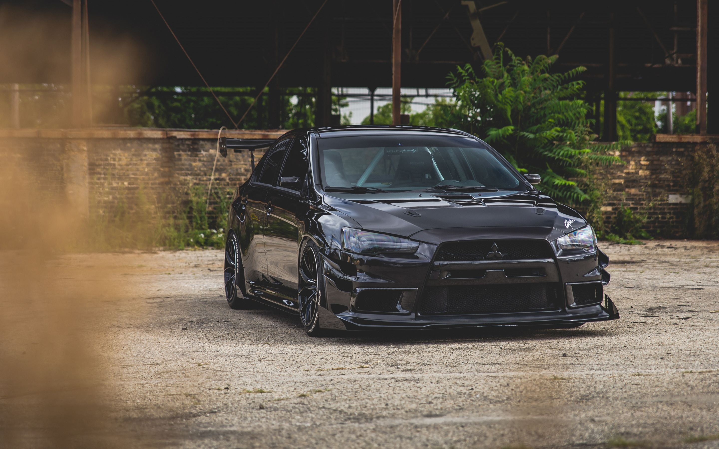 Mitsubishi Lancer Evolution X, Black sedan tuning, 2880x1800 HD Desktop