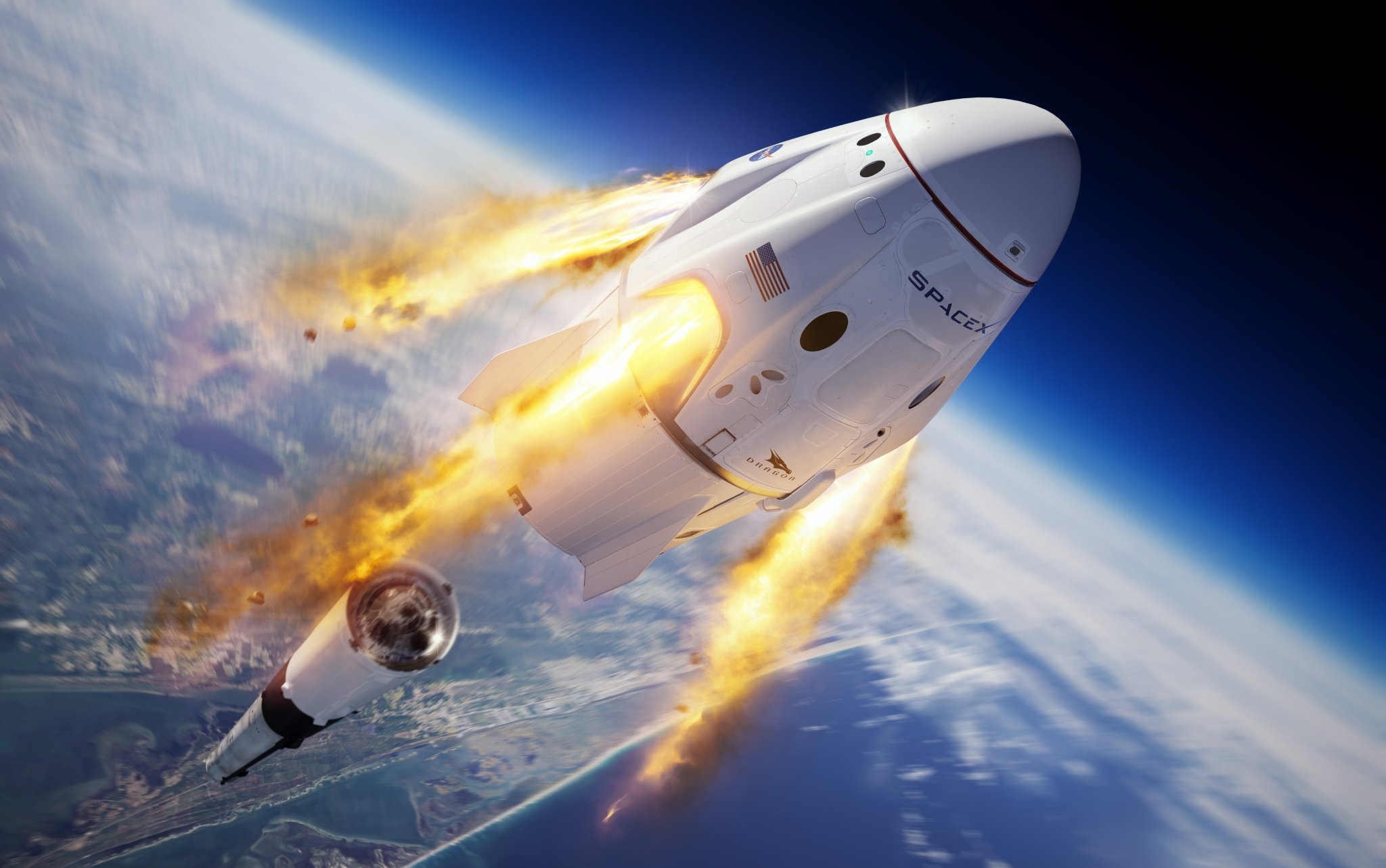 SpaceX Crew Dragon, Astronaut spacecraft, Launch event, Techcrunch, 2050x1290 HD Desktop