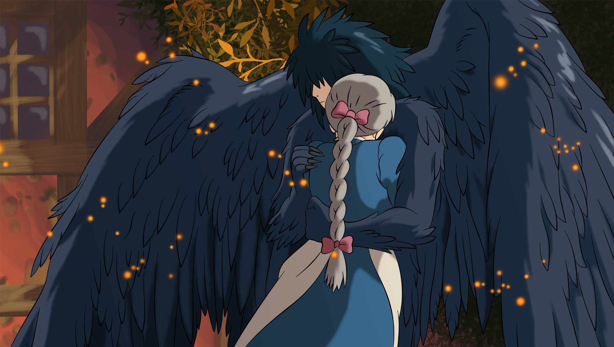 Howl's Moving Castle, Sophie and Howl, Heartwarming Image, Anime Romance, 2120x1200 HD Desktop