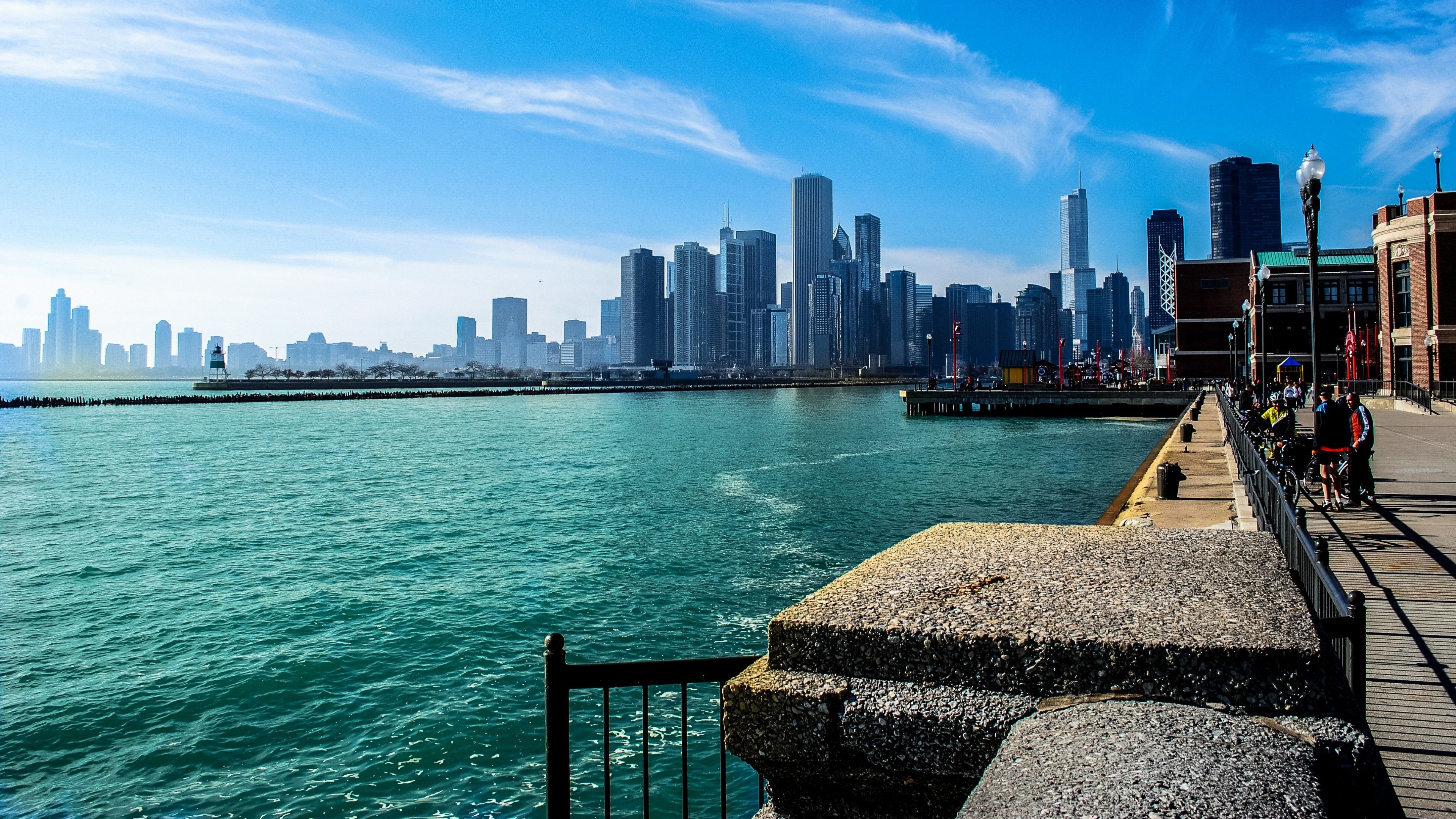 Lake Michigan, Travels, Chicago, Backgrounds, 3840x2160 4K Desktop