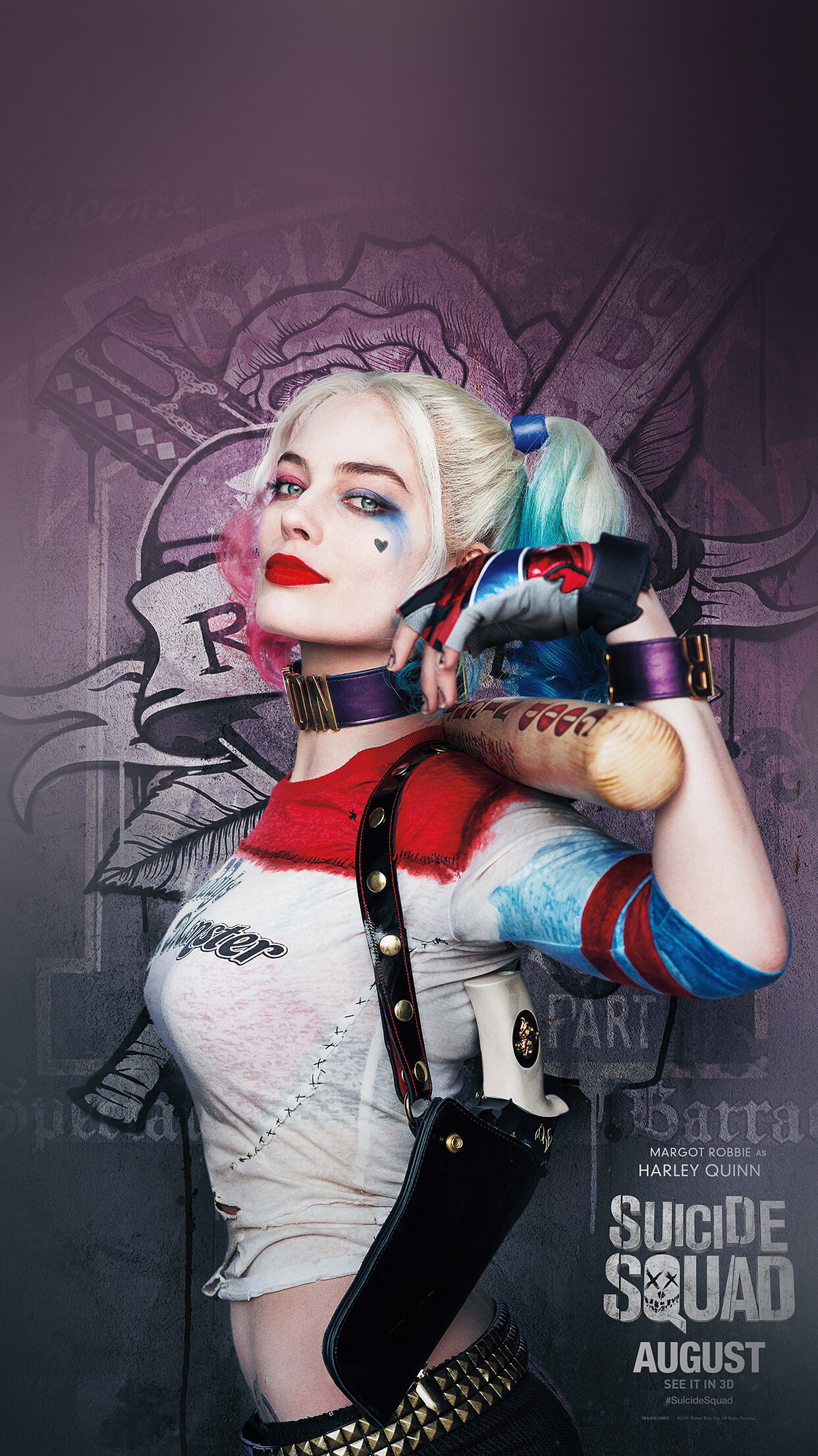 Suicide Squad, Poster-worthy wallpapers, Artistic film representation, Harley Quinn, 1250x2210 HD Phone