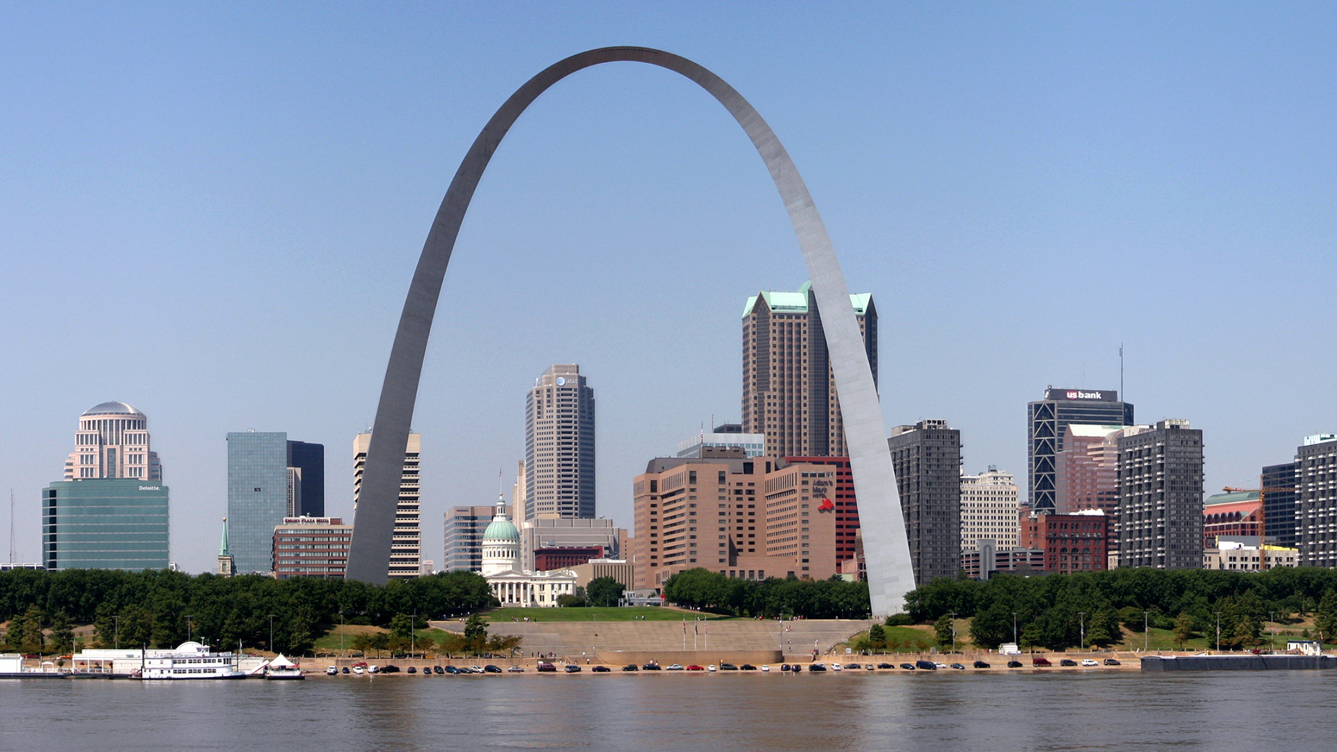 Gateway Arch, Panoramic wallpaper, Missouri, Cityscape, 1920x1080 Full HD Desktop