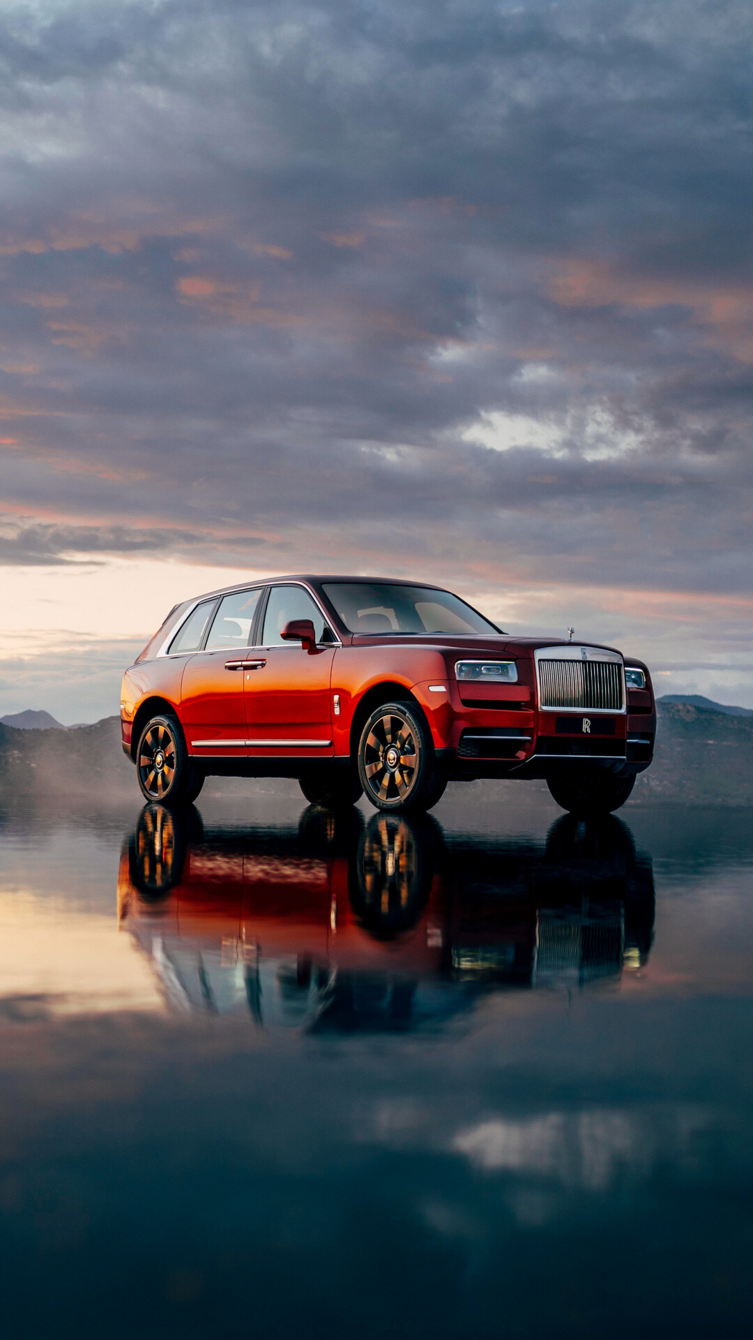 Off-road Rolls-Royce Cullinan, Red wallpaper, 1080x1920 Full HD Phone