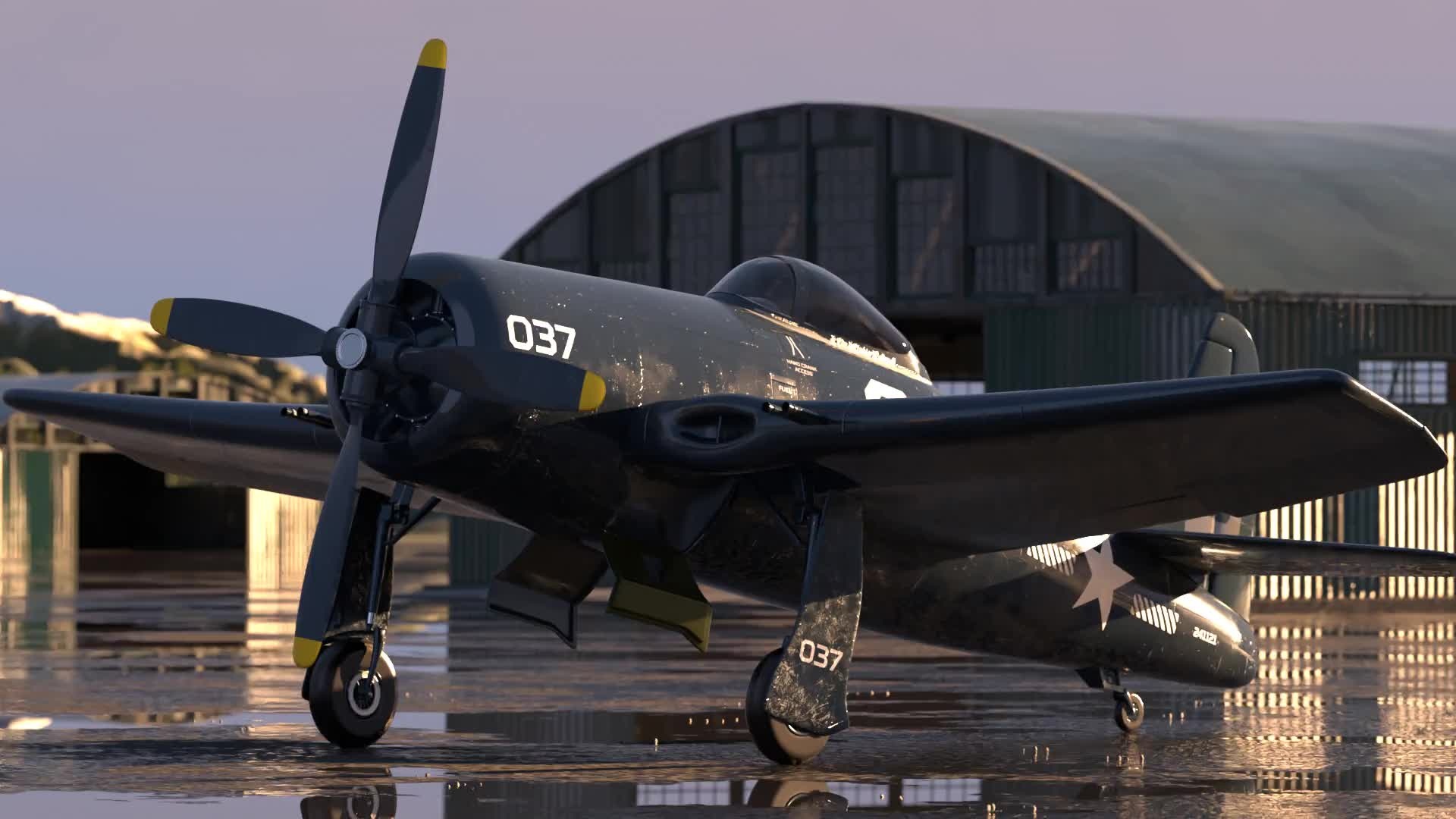 Grumman Bearcat, Grumman F8F Bearcat, Artstation, 1920x1080 Full HD Desktop