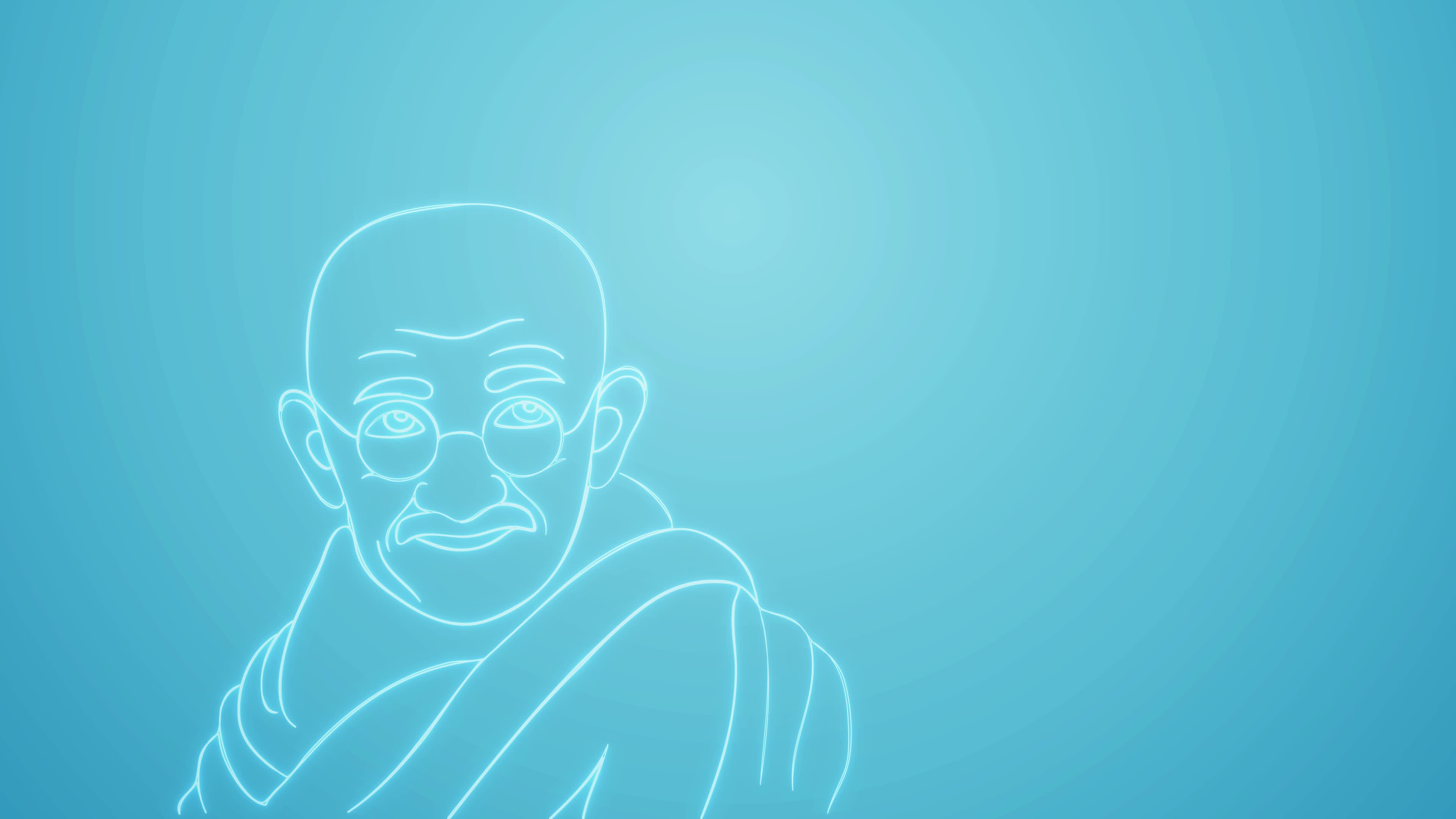 Gandhi Jayanti, 2nd October, Concept animation, Mahatma Gandhi sketch, 3840x2160 4K Desktop