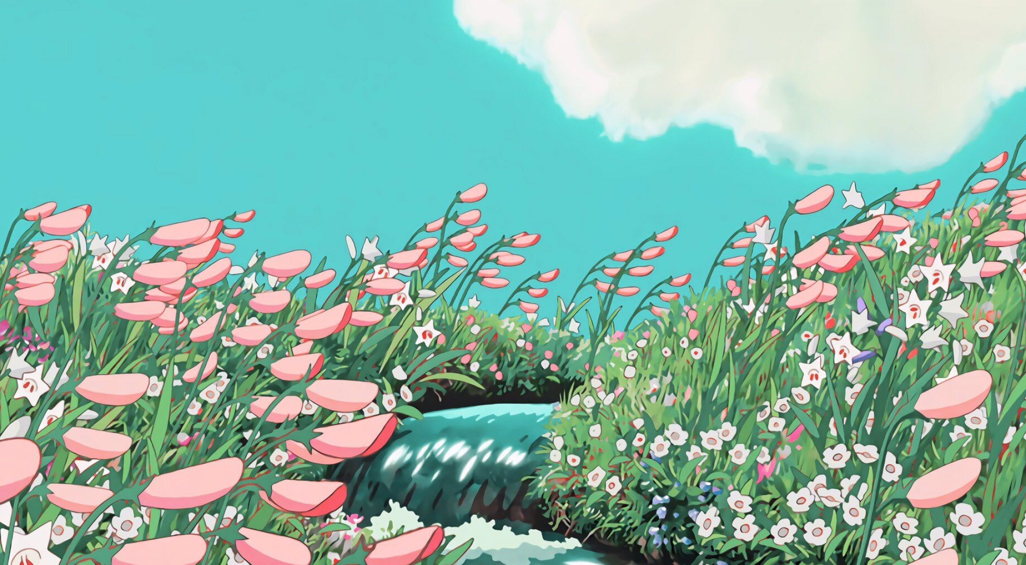 Studio Ghibli, Art, Artwork, Anime scenery, 2050x1130 HD Desktop