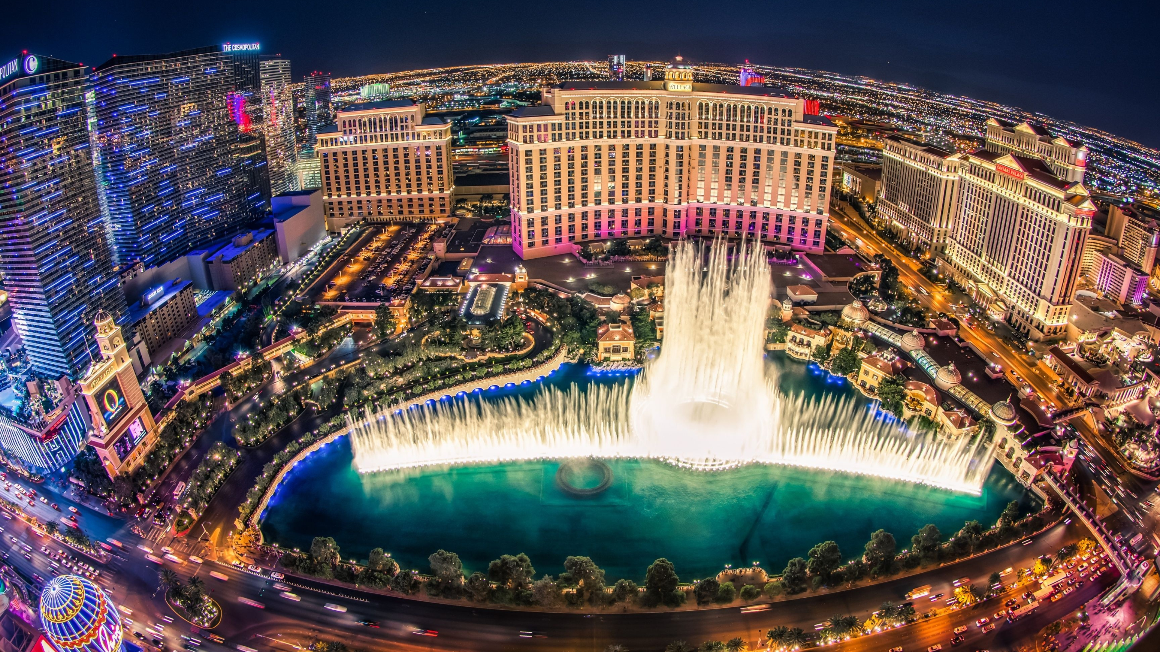 Bellagio fountains, Las Vegas Strip Wallpaper, 3840x2160 4K Desktop