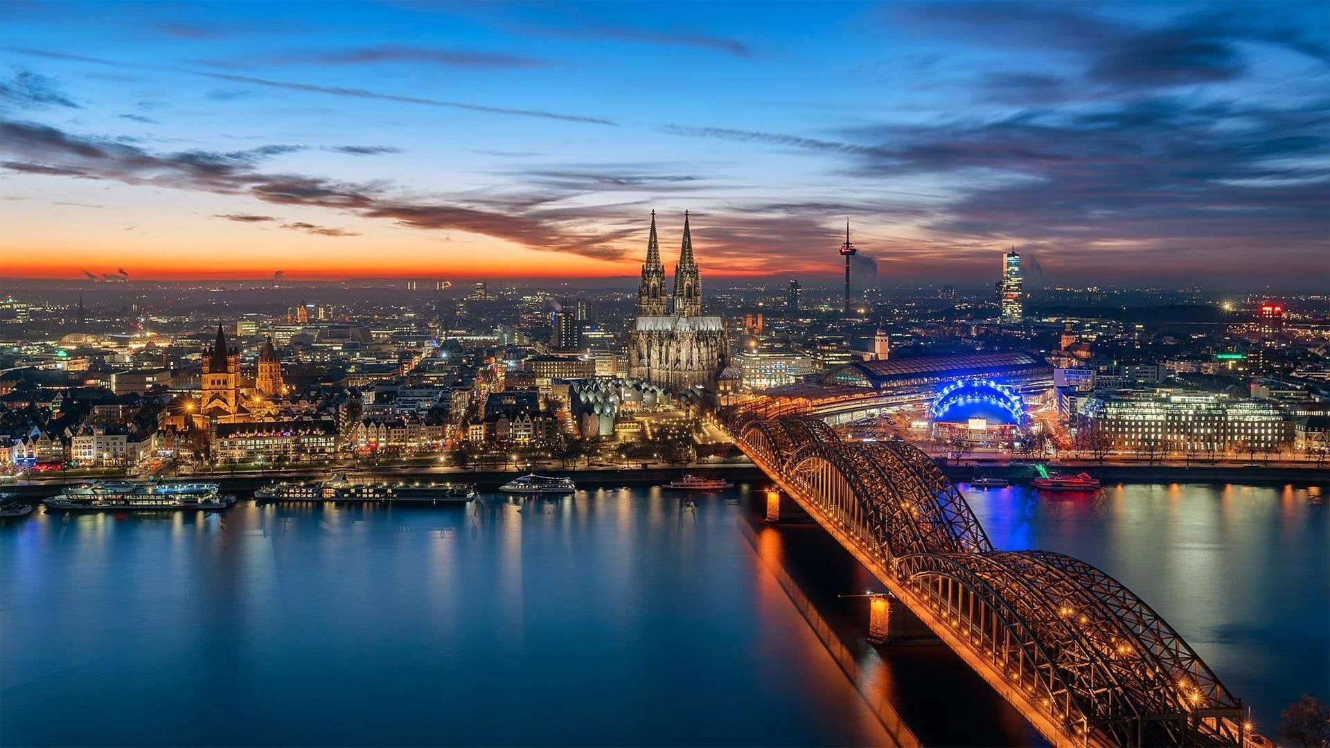 Cologne beauty, Rhine river wonder, 1920x1080 Full HD Desktop