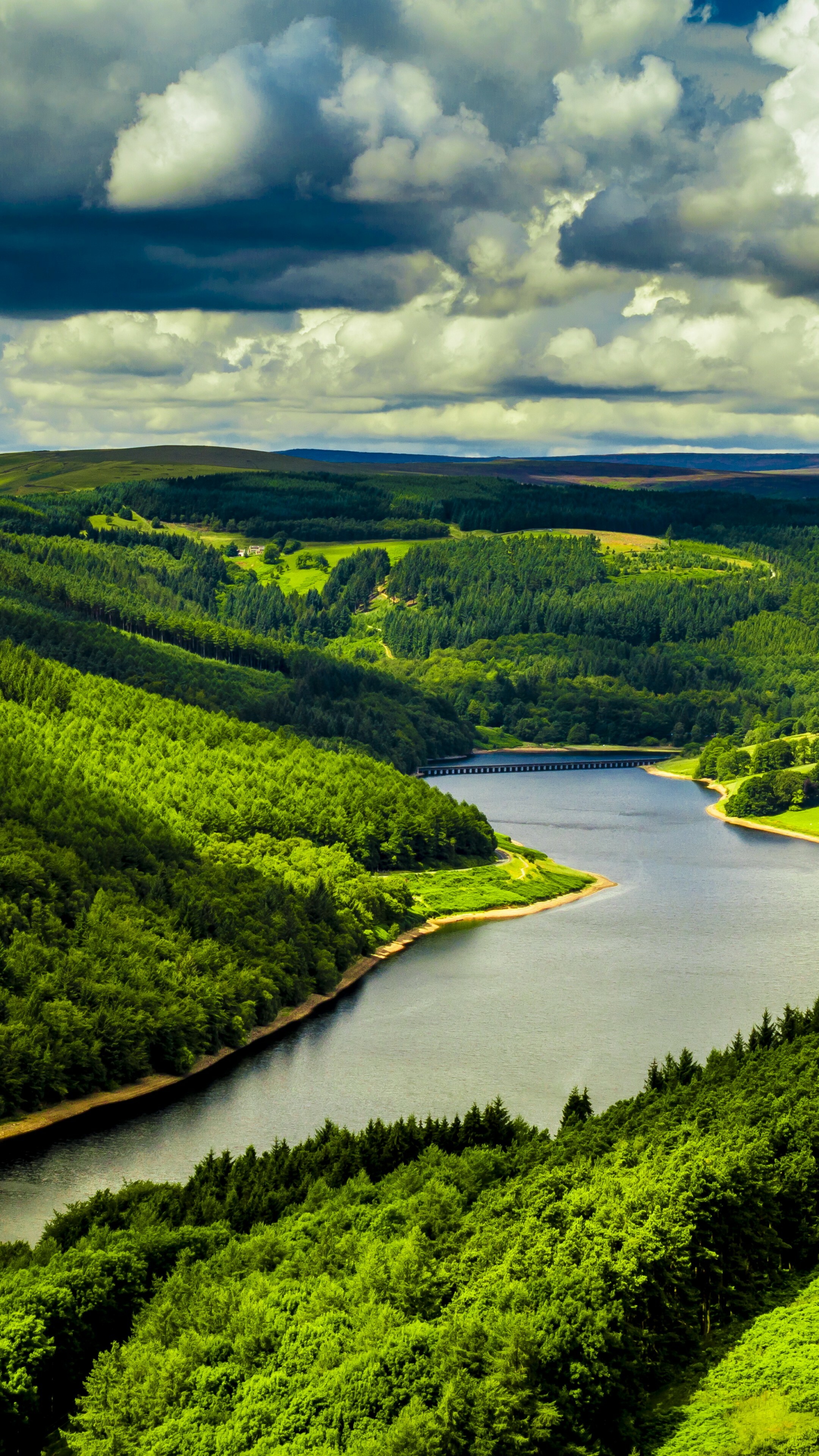 Hillside beauty, River and sky, UK nature wallpaper, Serene landscapes, 2160x3840 4K Phone