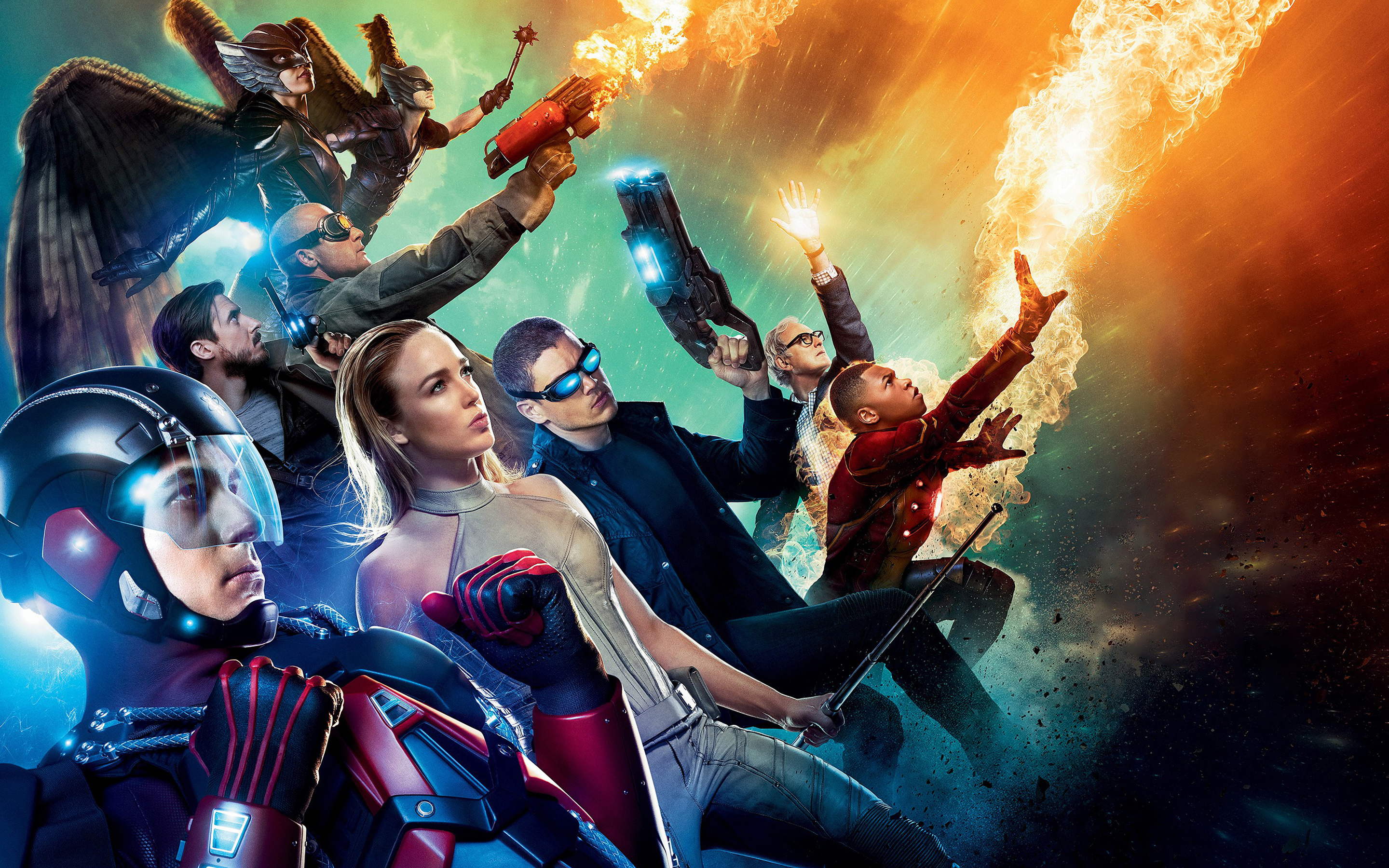 Legends of Tomorrow wallpapers, Action-packed scenes, Superhero team, Time-traveling adventures, 2880x1800 HD Desktop