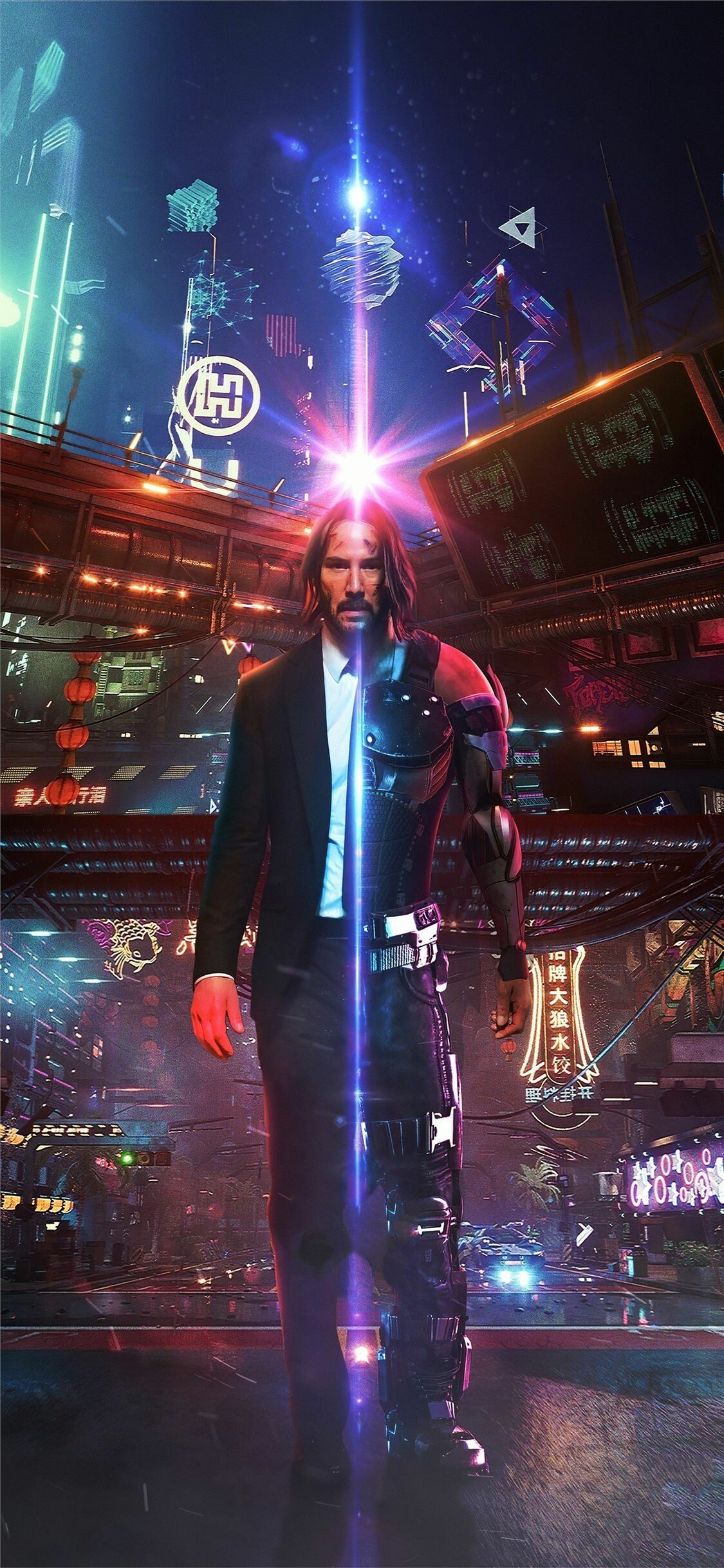 Cyberpunk 2077 wallpaper, Sunlit cityscape, Futuristic aesthetic, 1130x2440 HD Phone