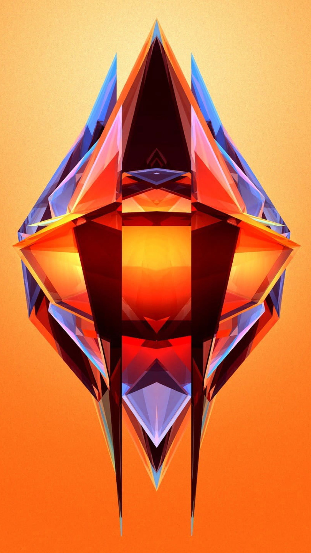 Logo wallpaper, Artwork facets, Orange and blue design, 1080x1920 Full HD Phone