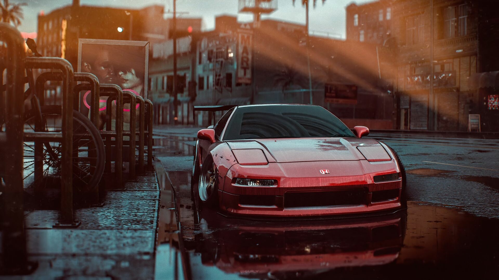 Need for Speed, Red Honda NSX, Video game wallpaper, 1920x1080 Full HD Desktop