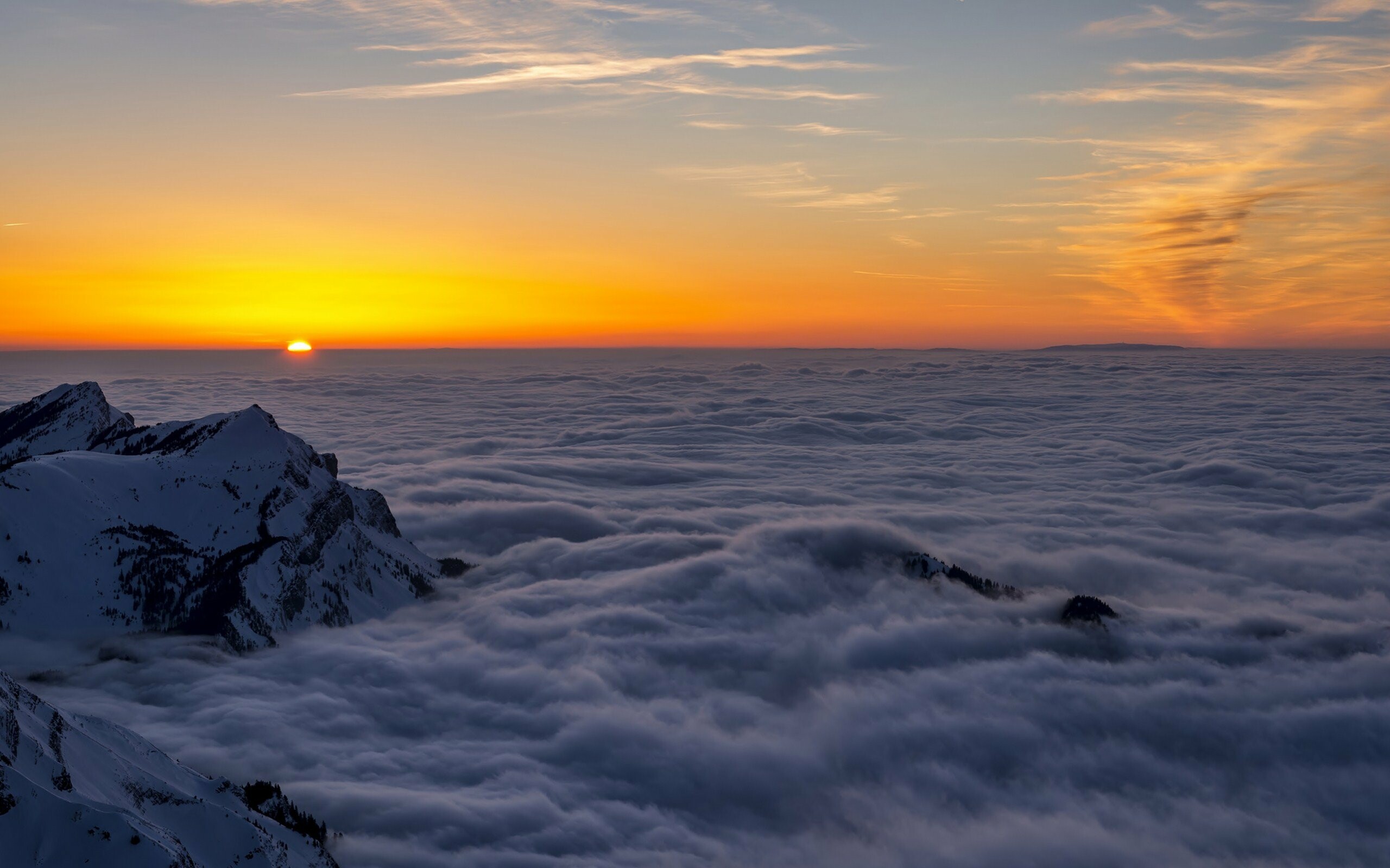 Nature, Sunrise, Mountain, Range, 2560x1600 HD Desktop