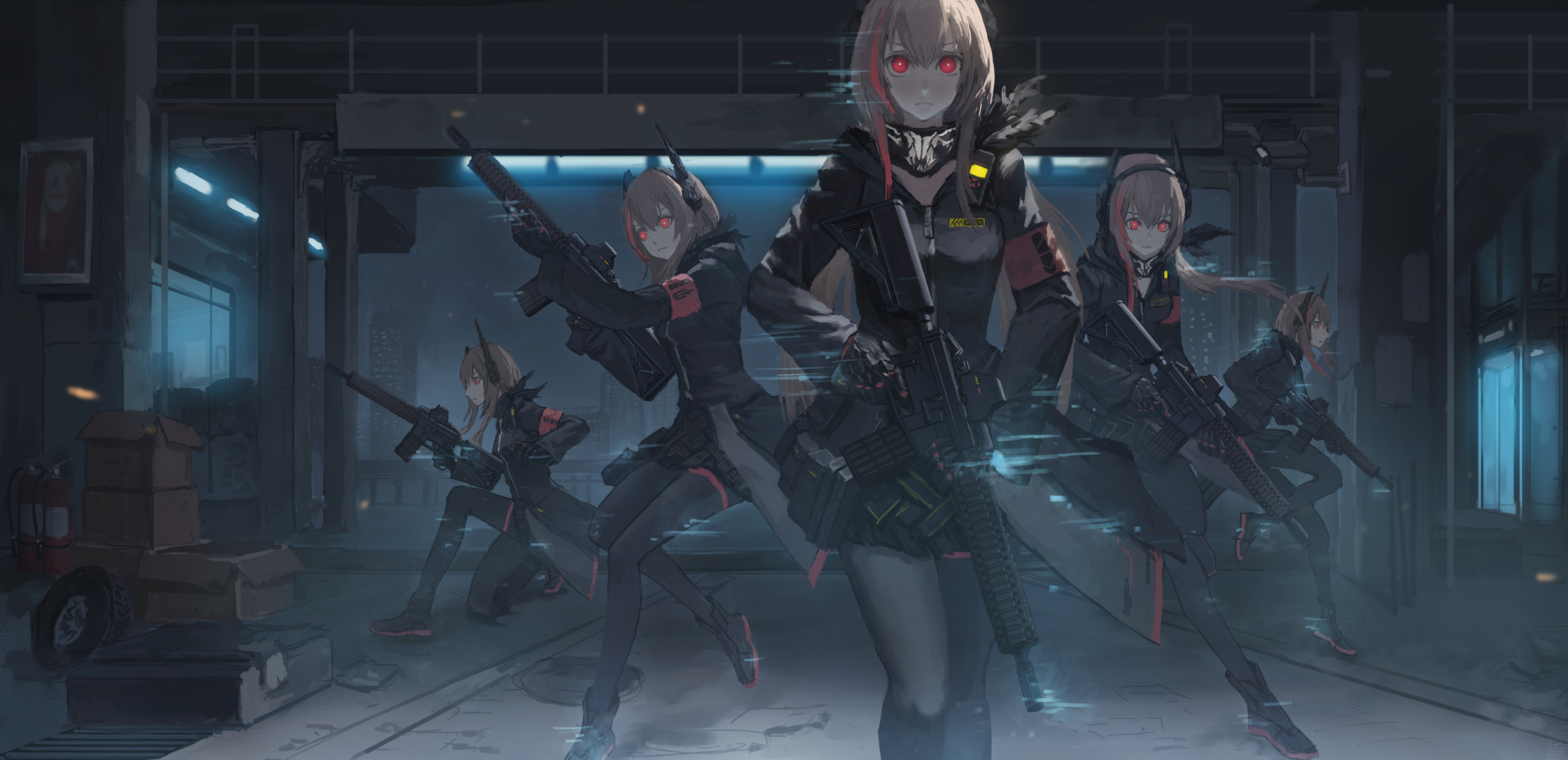 Girls' Frontline, Anime girls, M4 SOPMOD II, High definition images, 2480x1200 Dual Screen Desktop