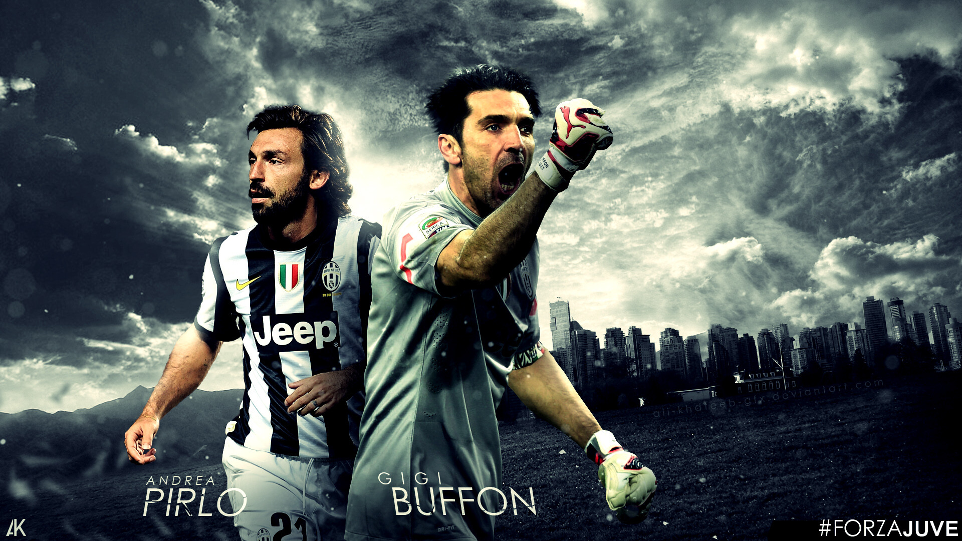 Andrea Pirlo and Gianluigi Buffon, Forza Juve Wallpaper, 1920x1080 Full HD Desktop