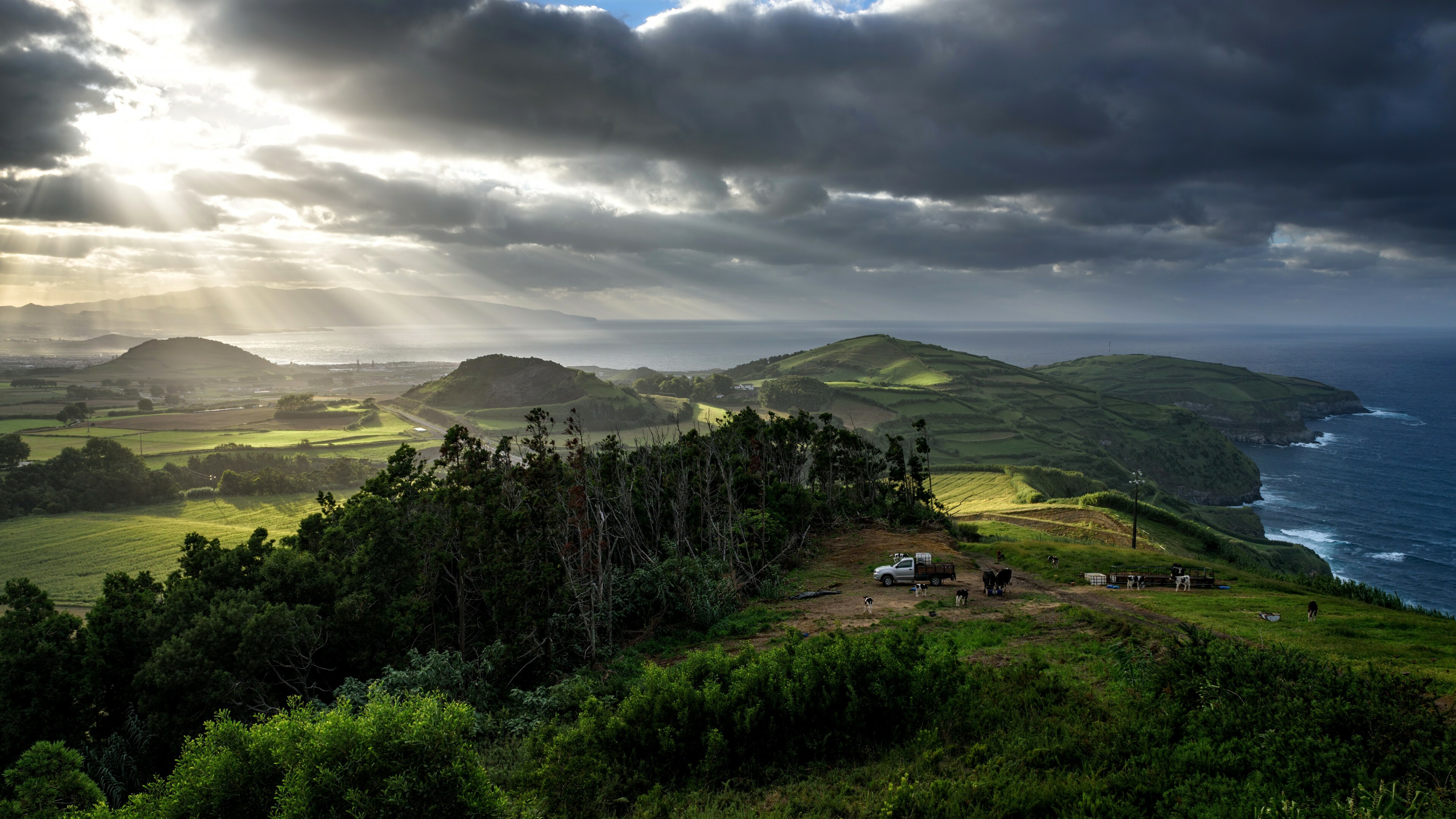 Portugal, Azores landscape, Sunlit nature, Tranquil beauty, 3840x2160 4K Desktop