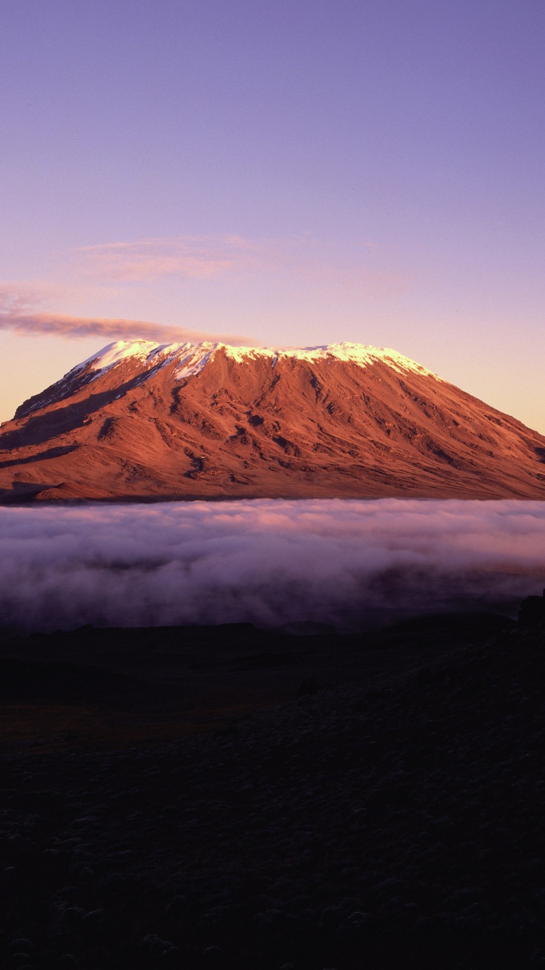 Mount Kilimanjaro, Africa's mountains, Sky clouds, Nature's serenity, 1080x1920 Full HD Phone