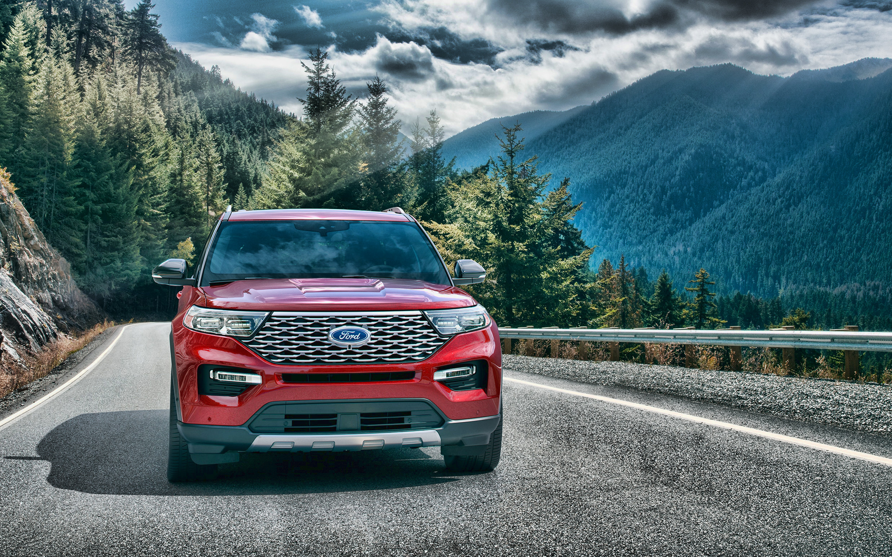 2020 Ford Explorer Front View, Exterior, New Red Explorer, 2880x1800 HD Desktop