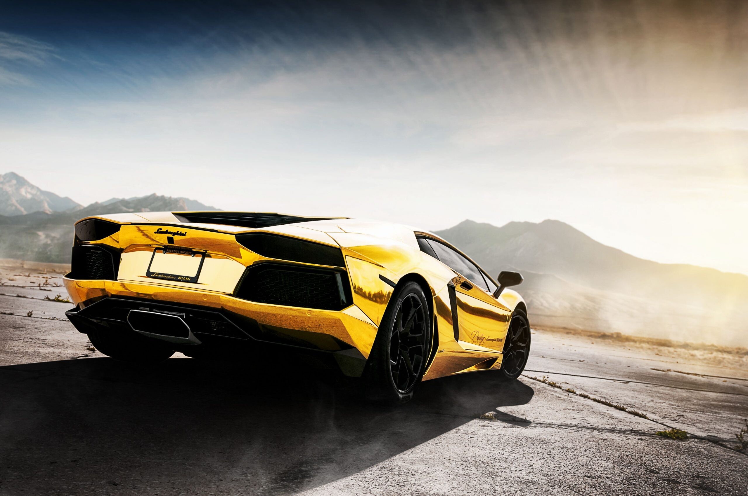 Aventador Rear View, Gold Lamborghini Wallpaper, 2560x1700 HD Desktop