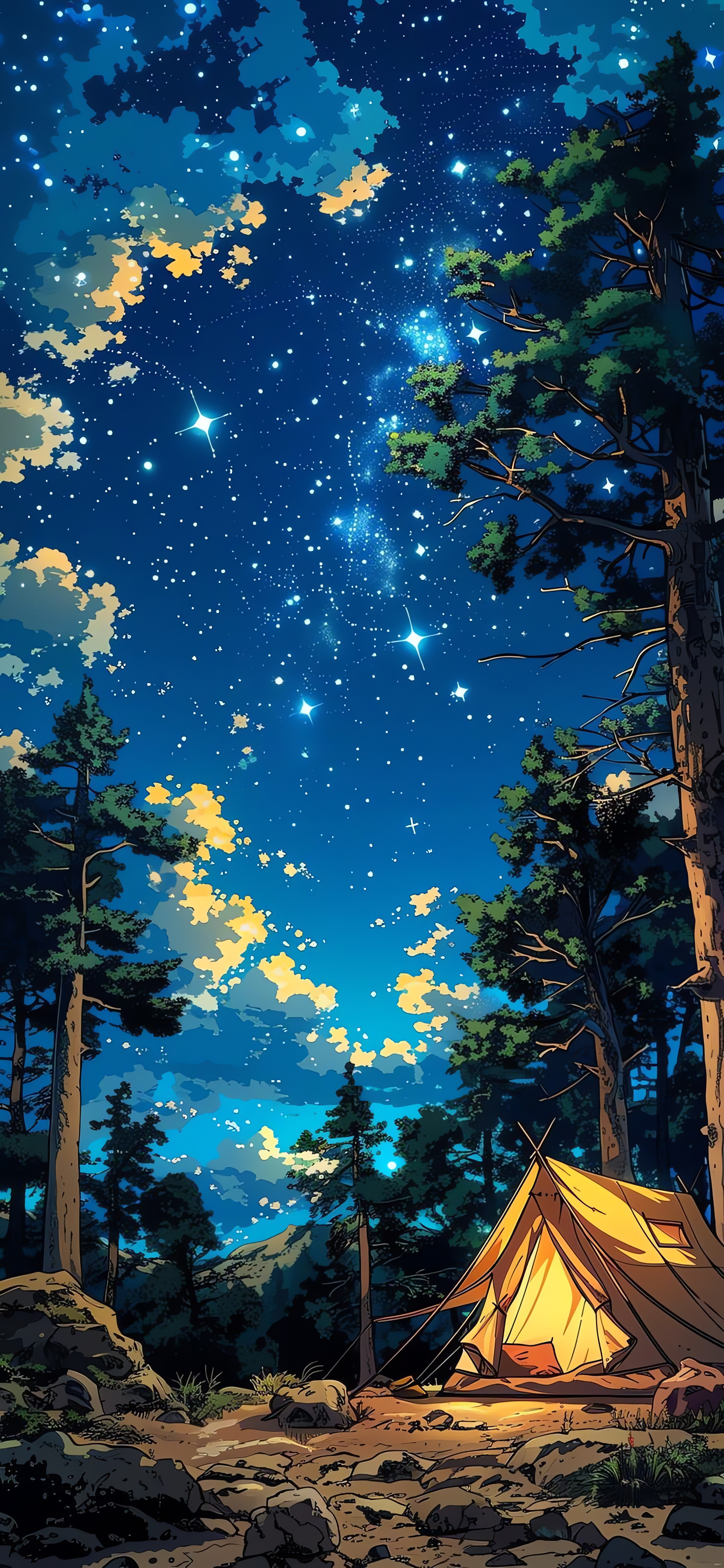 Camping Wallpaper, Constellation, Tent, Starry Night, Forest Landscape, HD