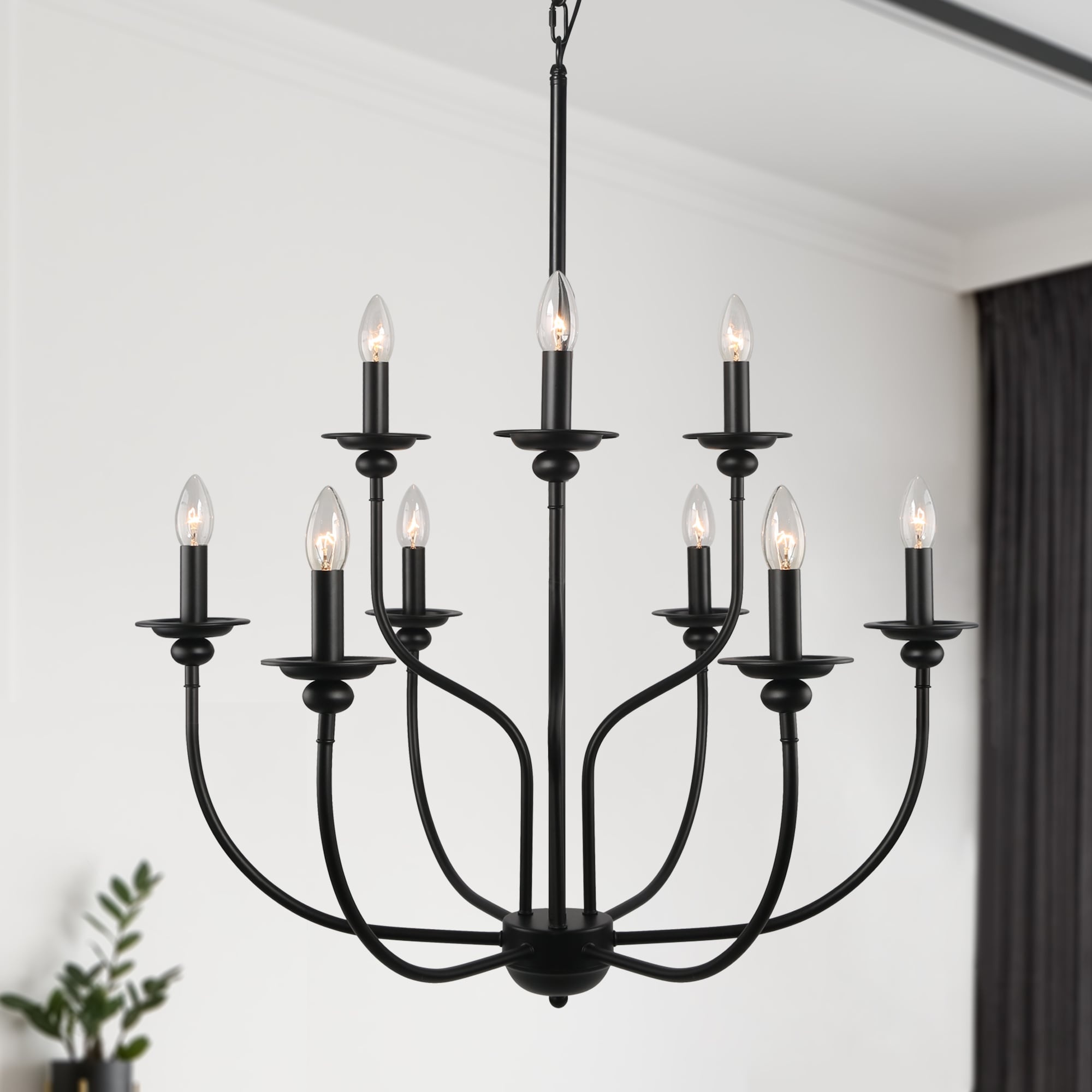 Black farmhouse chandelier, Modern elegance, Statement piece, Eye-catching, 2000x2000 HD Phone