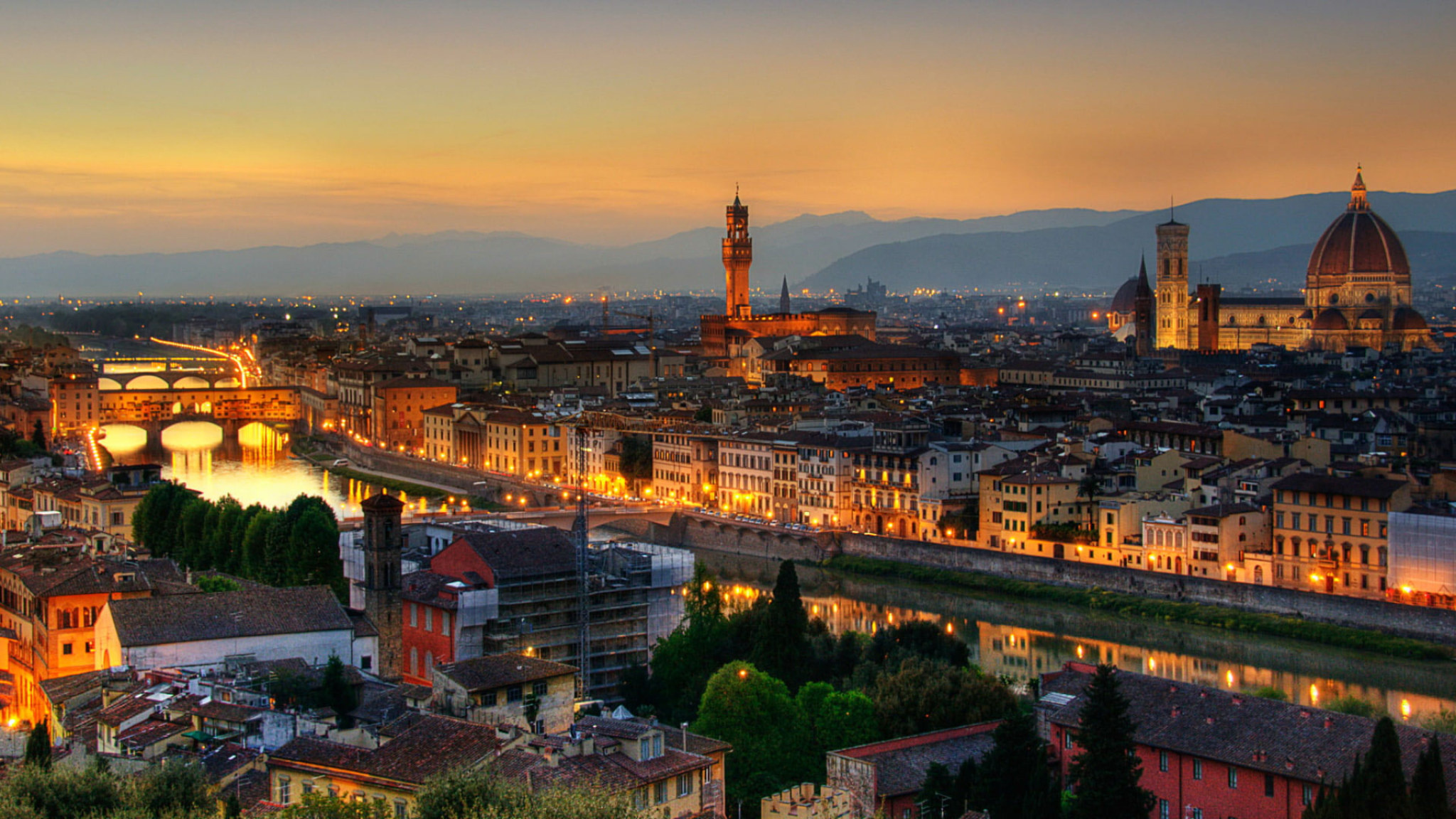 Florence Cathedral city, Italian charm, Rome town vibes, Aesthetic wallpaper, 2050x1160 HD Desktop