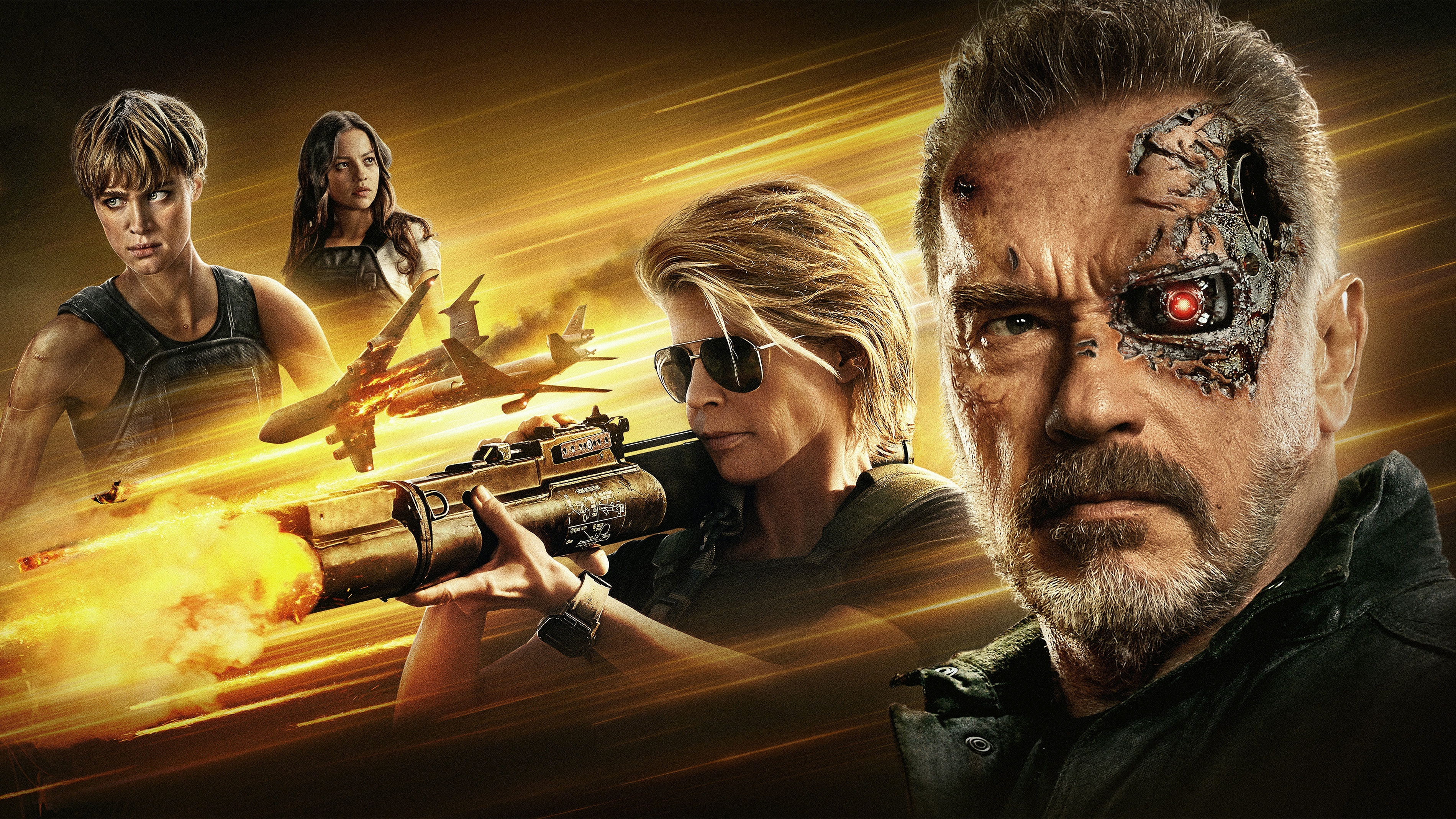 Sarah Connor, Arnold Schwarzenegger, HD wallpaper, Intense characters, 3800x2140 HD Desktop