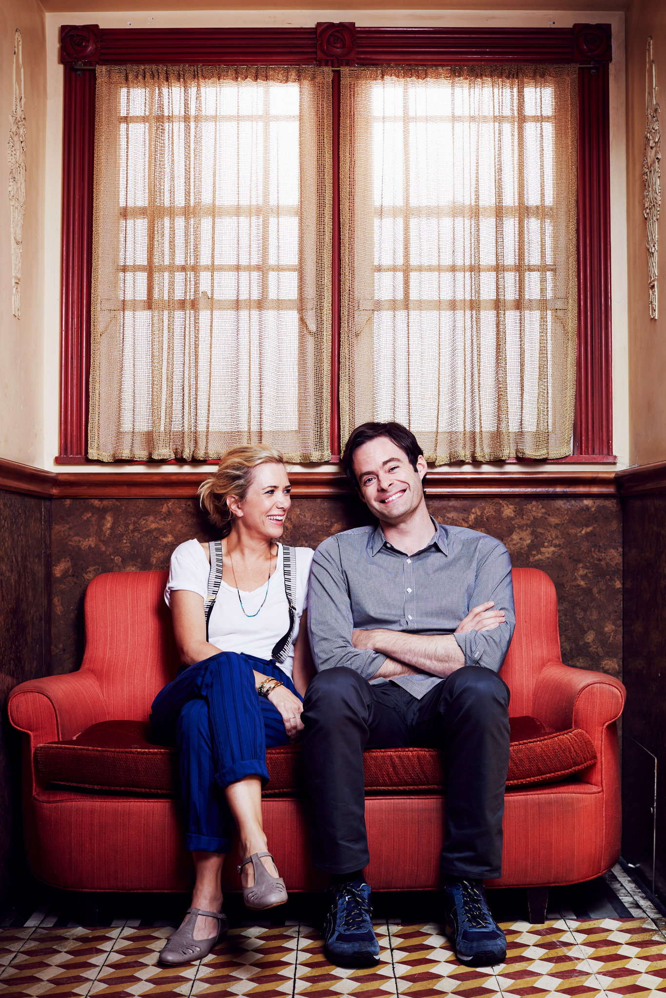 Kristen Wiig, Bill Hader Wallpaper, 1370x2050 HD Phone