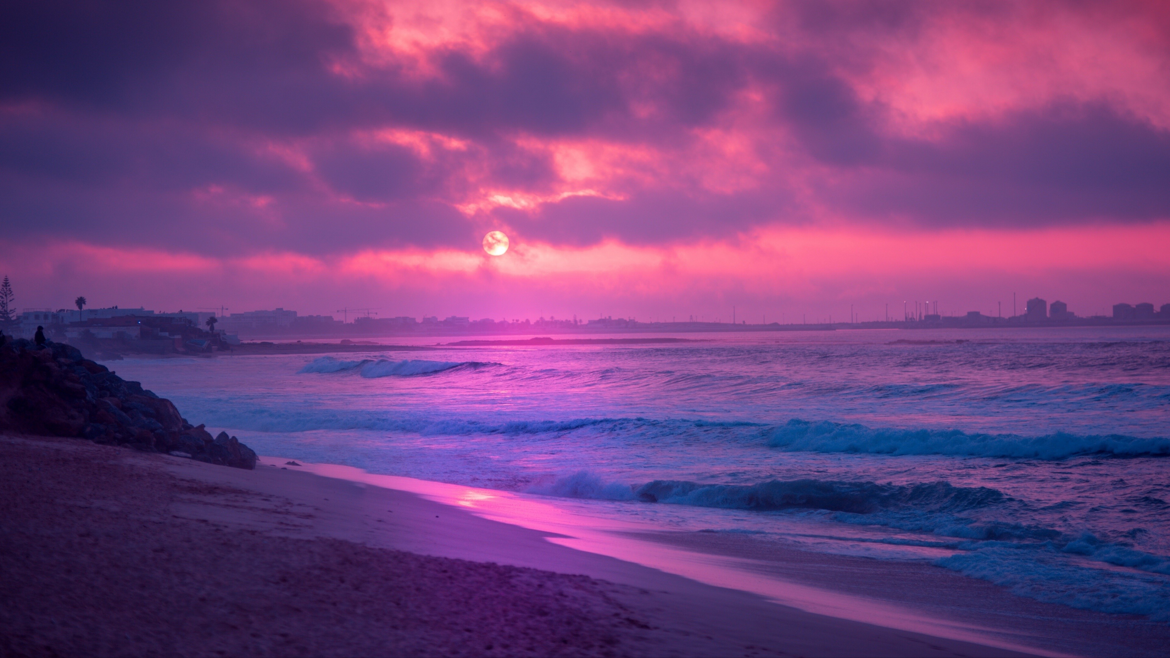 Purple sunset, 4K Ultra HD, Striking colors, Stunning visuals, 3840x2160 4K Desktop