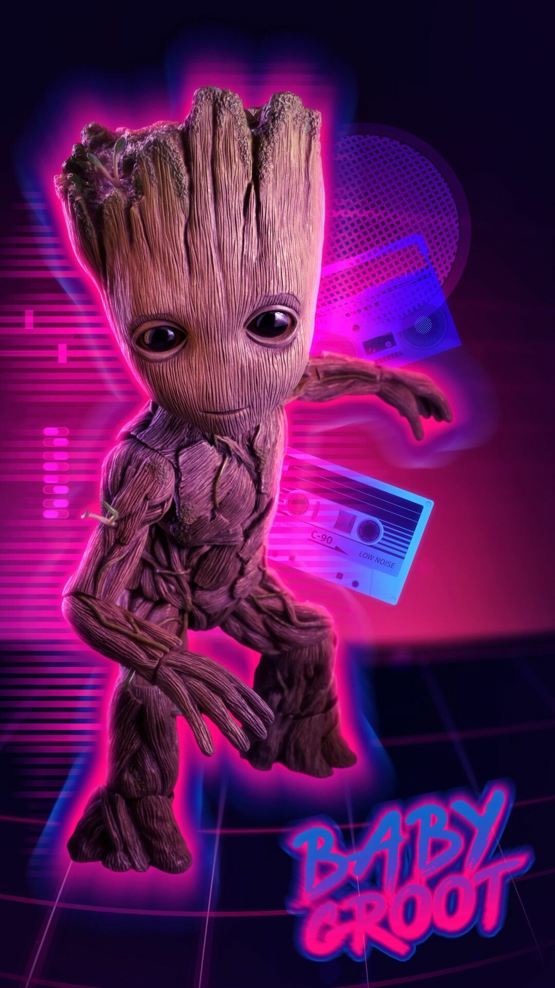 Baby Groot, Mobile wallpaper, Marvel's Guardians, Adorable cosmic charm, 1080x1920 Full HD Phone