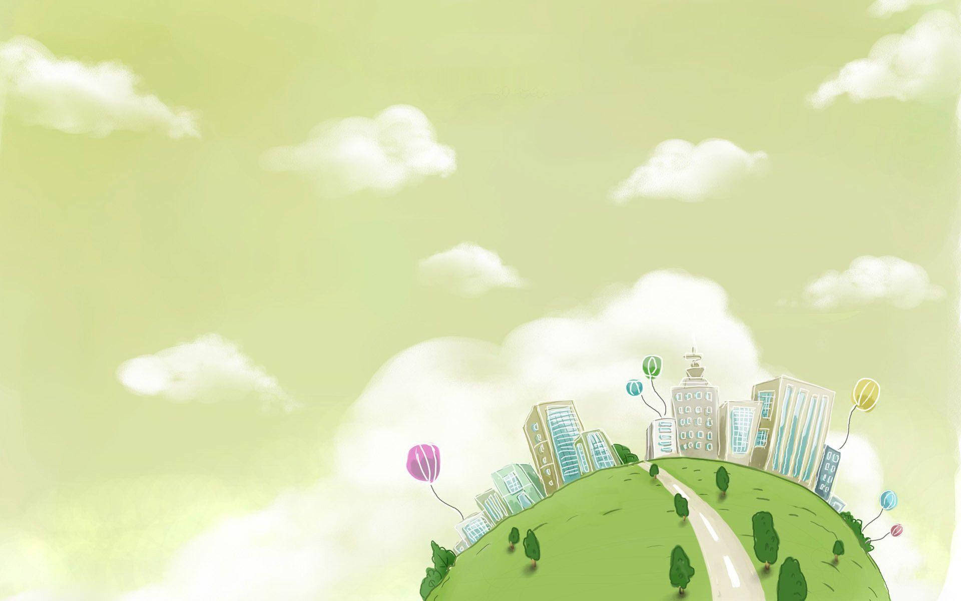 Spherical Land, Green City, Cute Aesthetic, Urban Nature, Earth, 1920x1200 HD Desktop