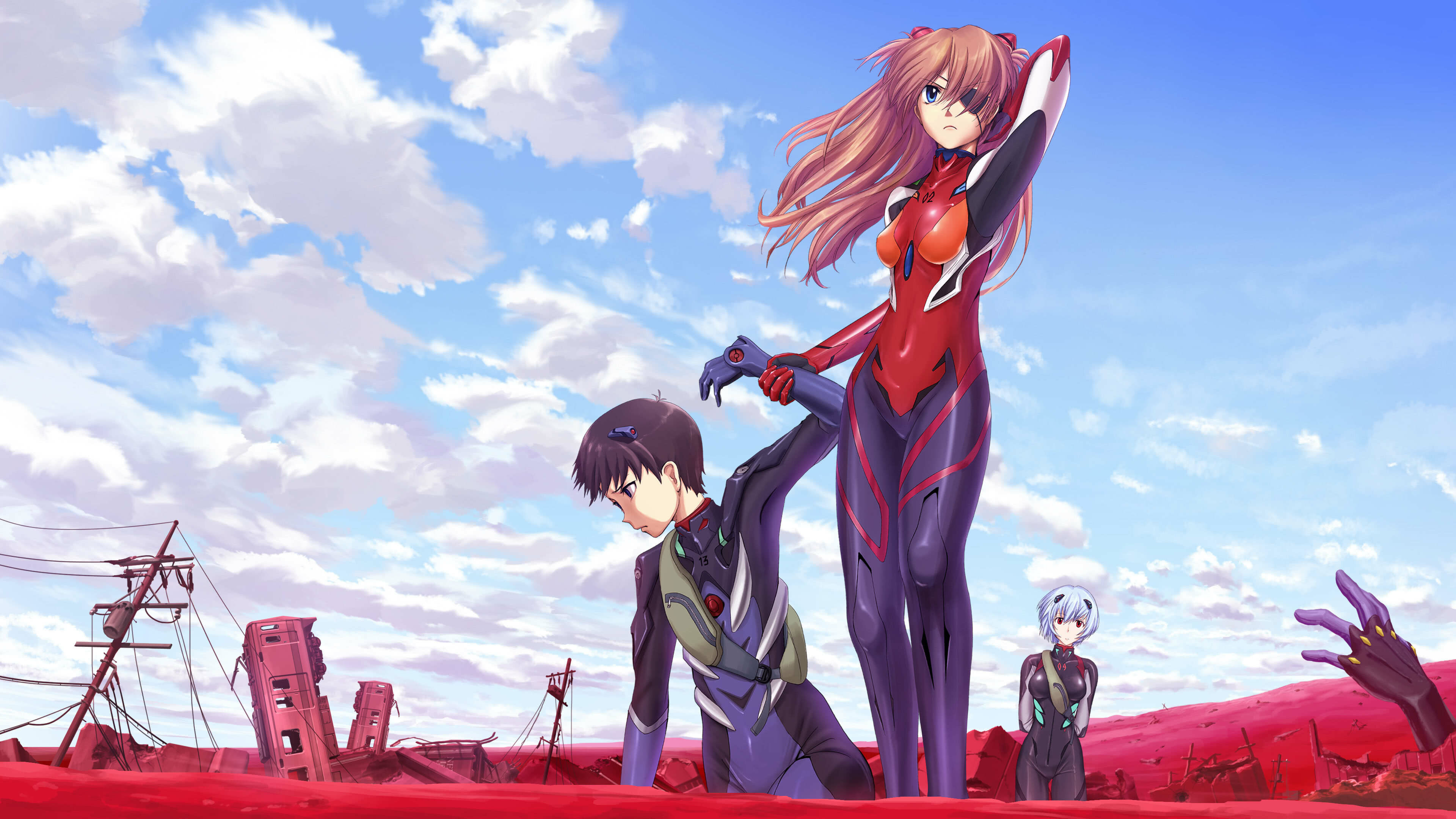 Asuka and Shinji Ikari, Neon Genesis Evangelion Wallpaper, 3840x2160 4K Desktop