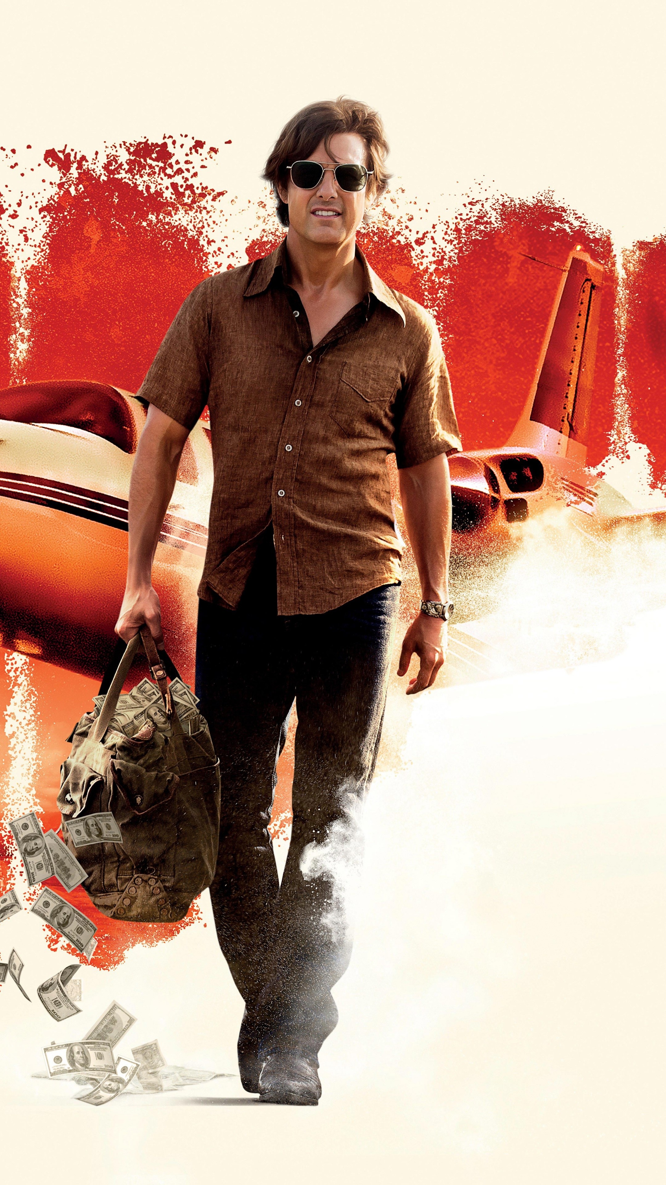 American Made, Tom Cruise's character, Sarah Wright's role, 8K movie wallpaper, 2160x3840 4K Phone