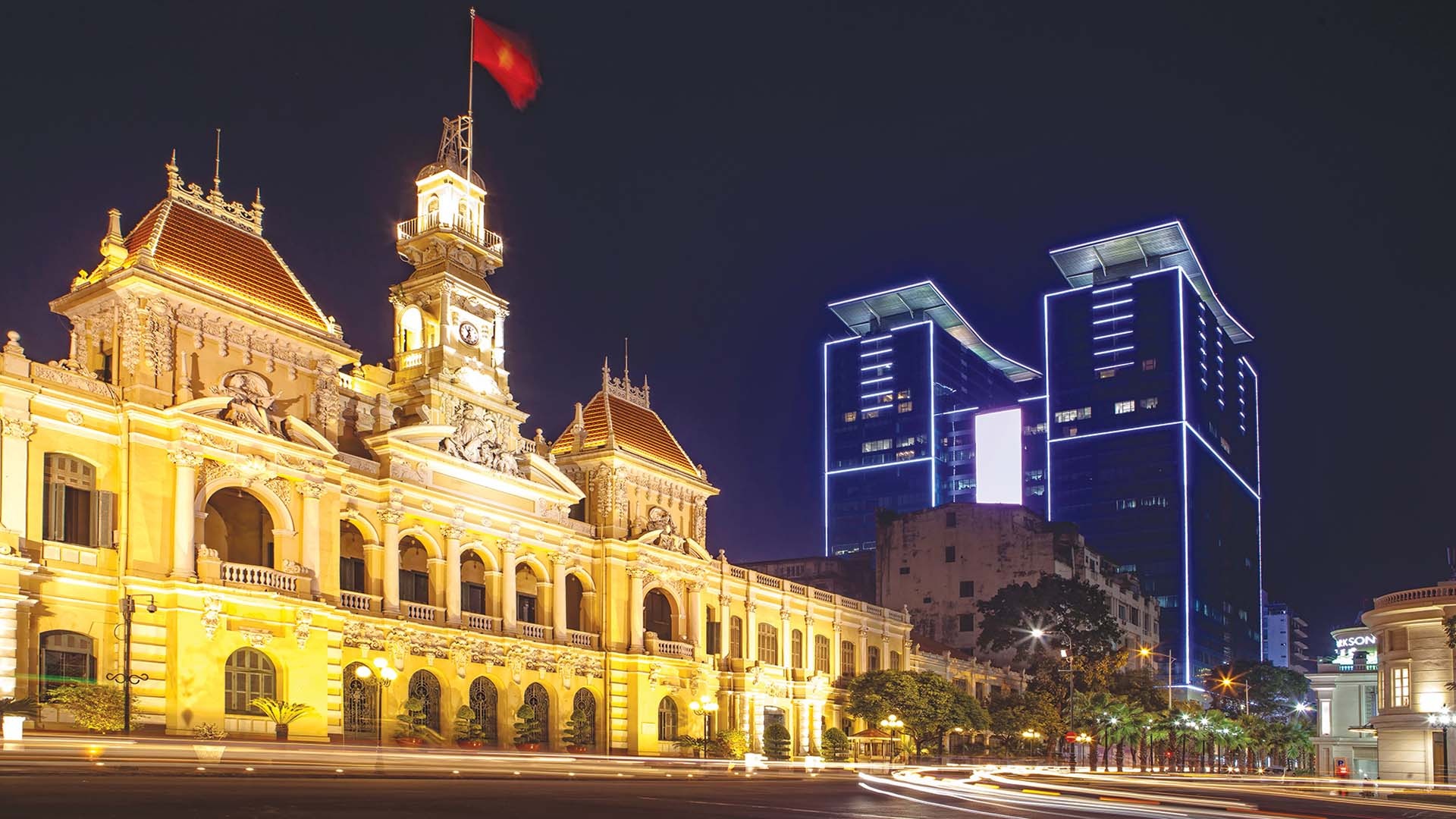 Ho Chi Minh City, People's Committee building, Saigon landmarks, Historical architecture, 1920x1080 Full HD Desktop